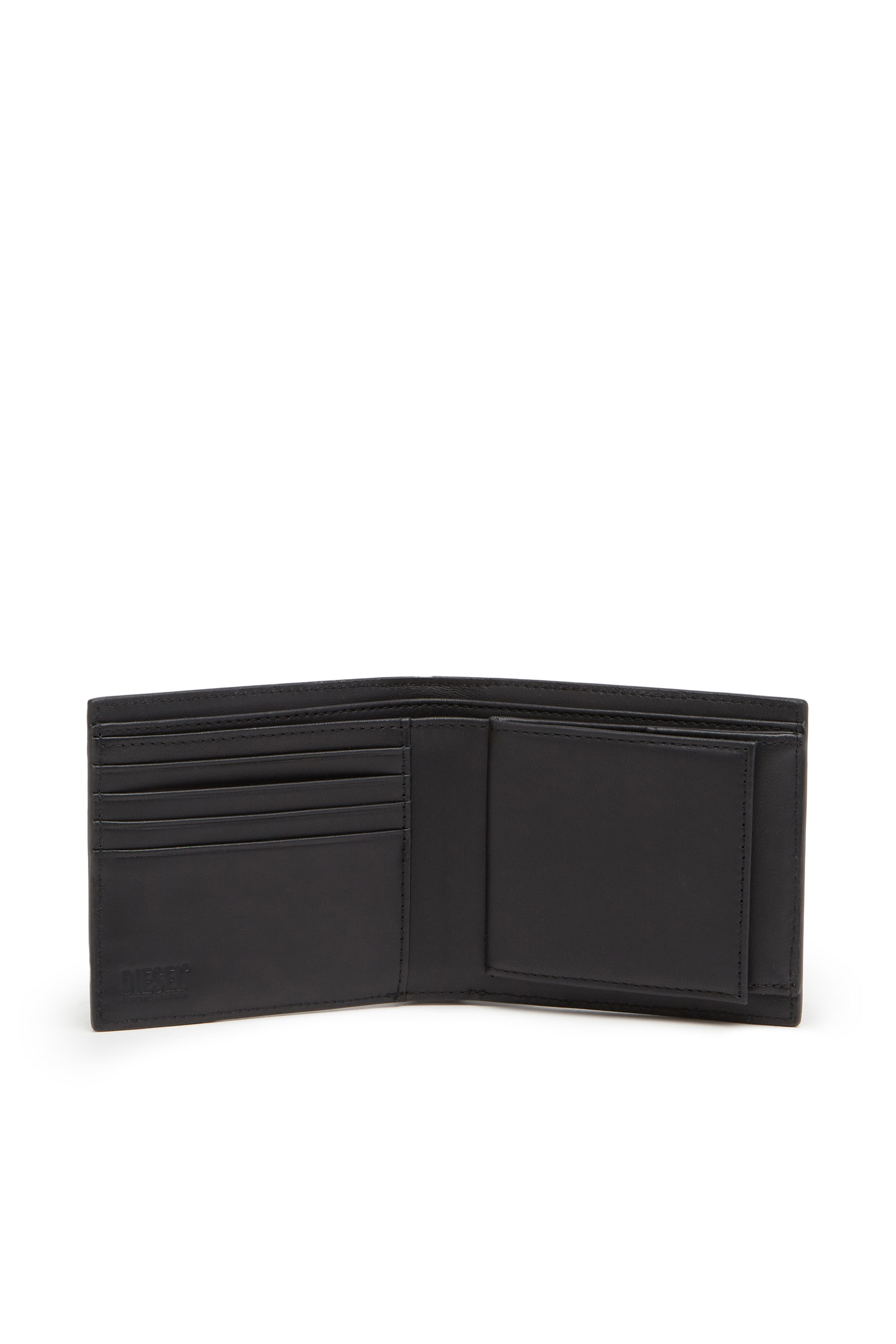 Diesel - BI-FOLD COIN S 3D, Unisex's Bi-fold wallet in perforated leather in Black - 3