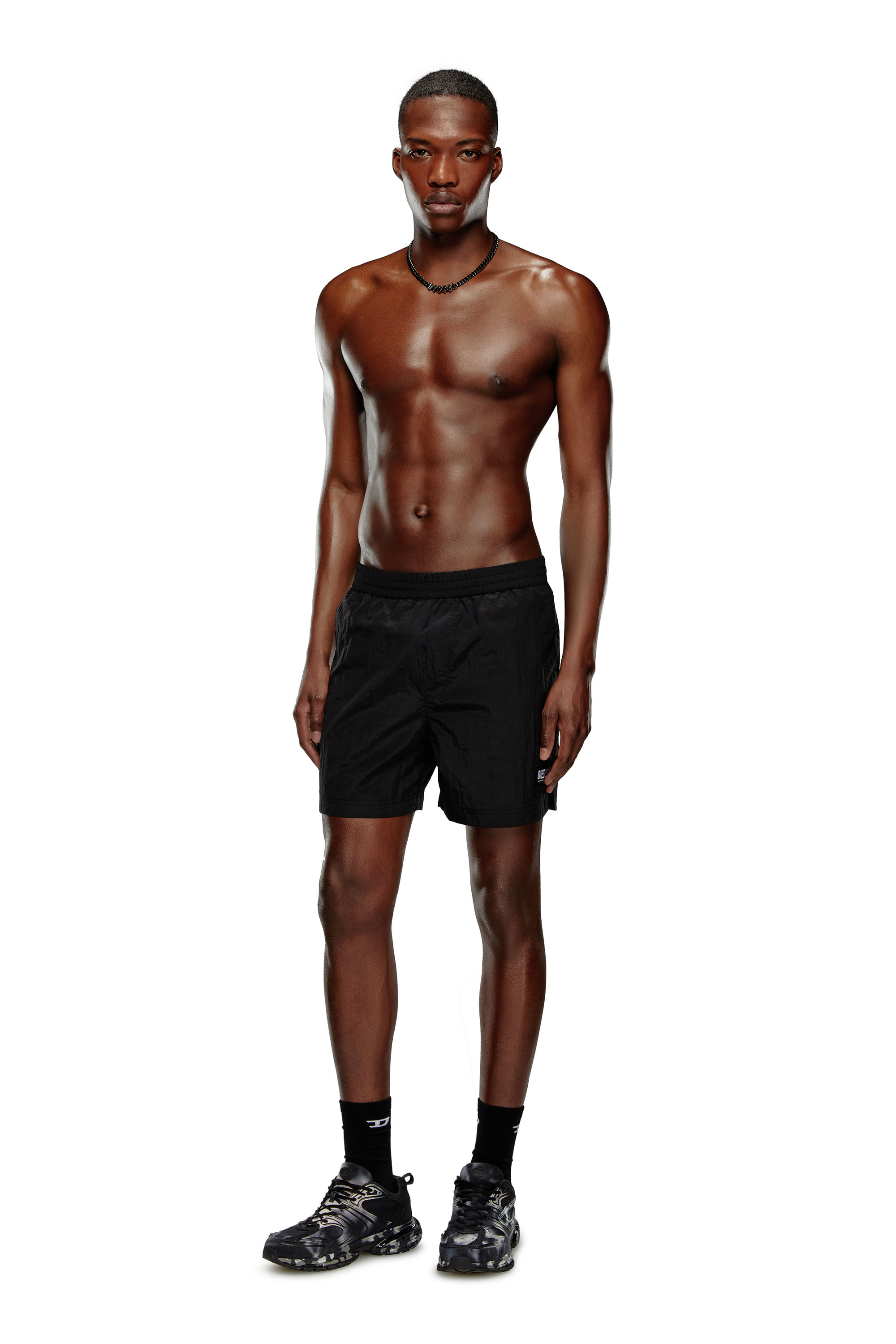 Diesel - BMBX-RIO-41CM-PARACHUTE, Man's Board shorts in crinkled fabric in Black - 1