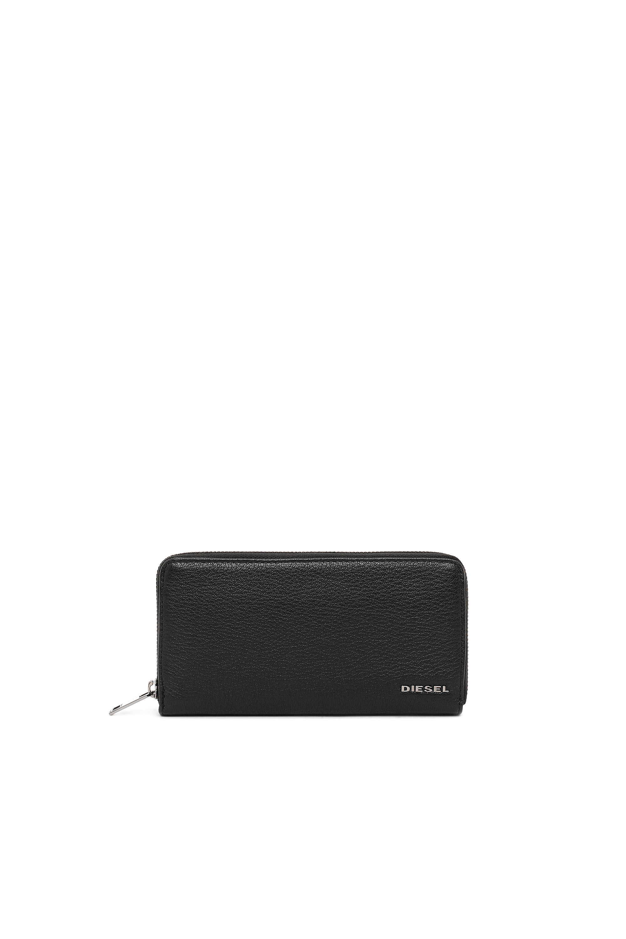 Diesel - 24 ZIP, Man's Zip-around wallet in grained leather in Black - 1