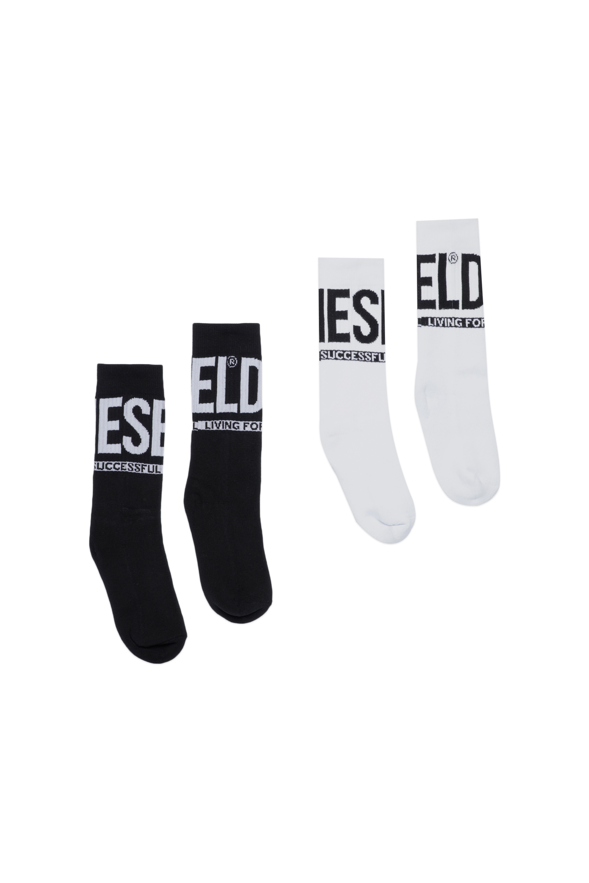 Diesel - SKM-ZRAYBIPACK, Man's Two-pack of socks with logo in Black/White - 1