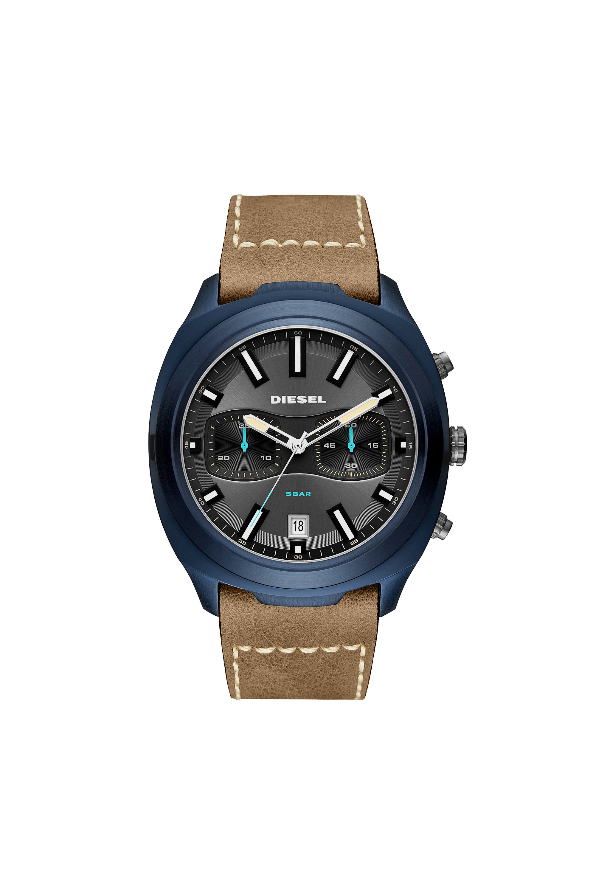 Diesel - DZ4490, Man's Tumbler chronograph watch in brown leather in Camel - 1
