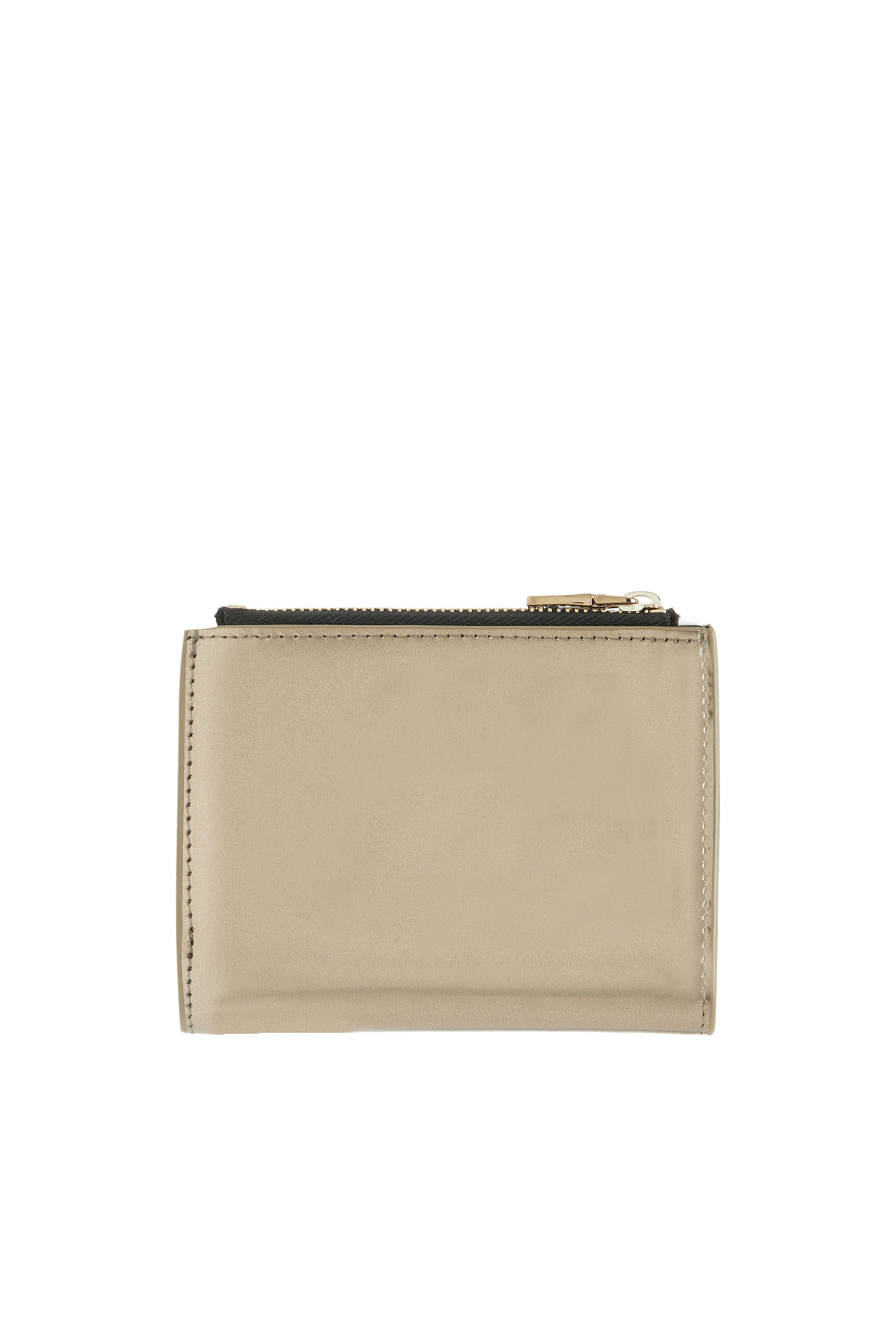 Diesel - BI-FOLD ZIP, Woman's Small wallet in metallic leather in Beige - 2