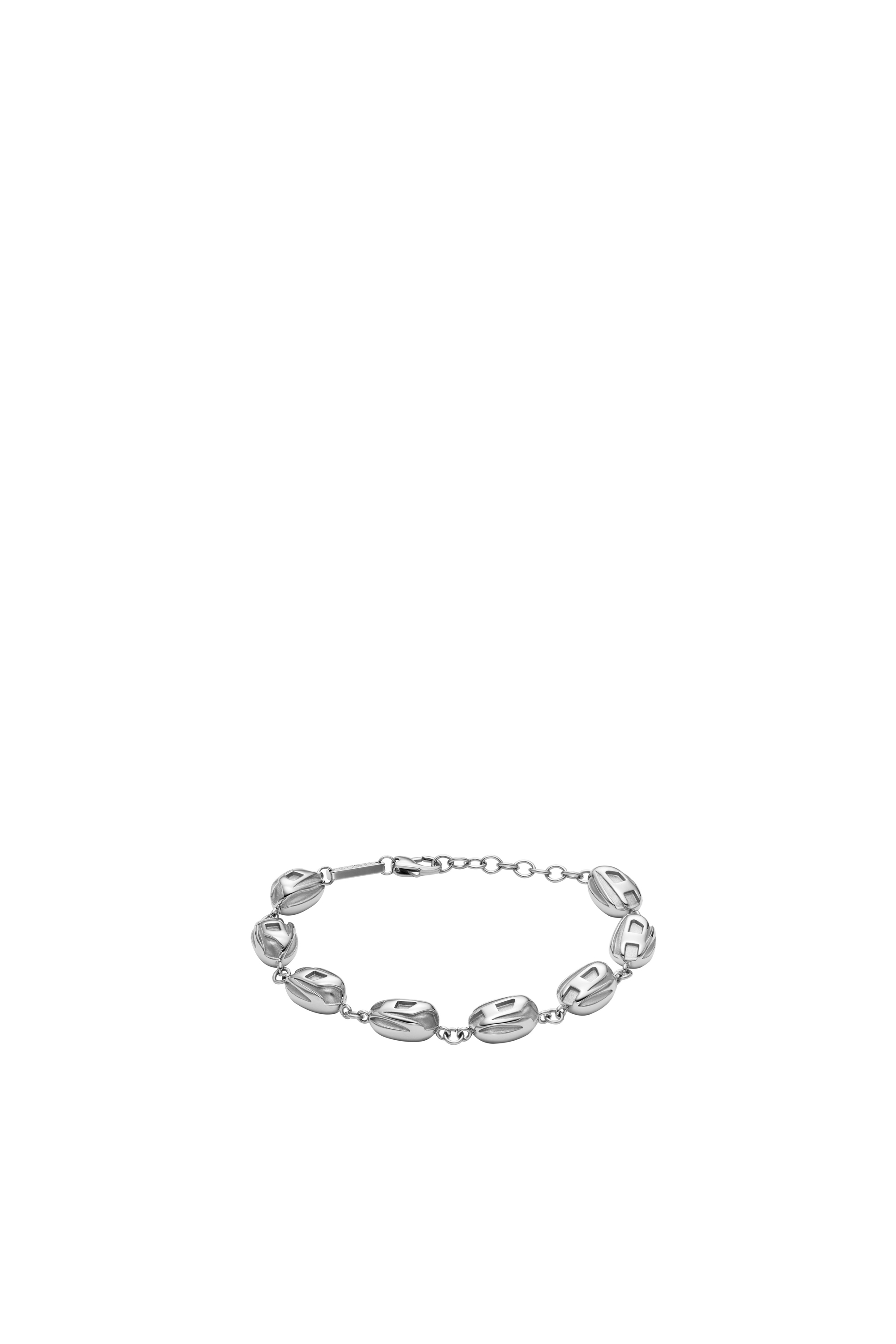 Diesel - DX1483, Man's Stainless steel beaded bracelet in Silver - 1