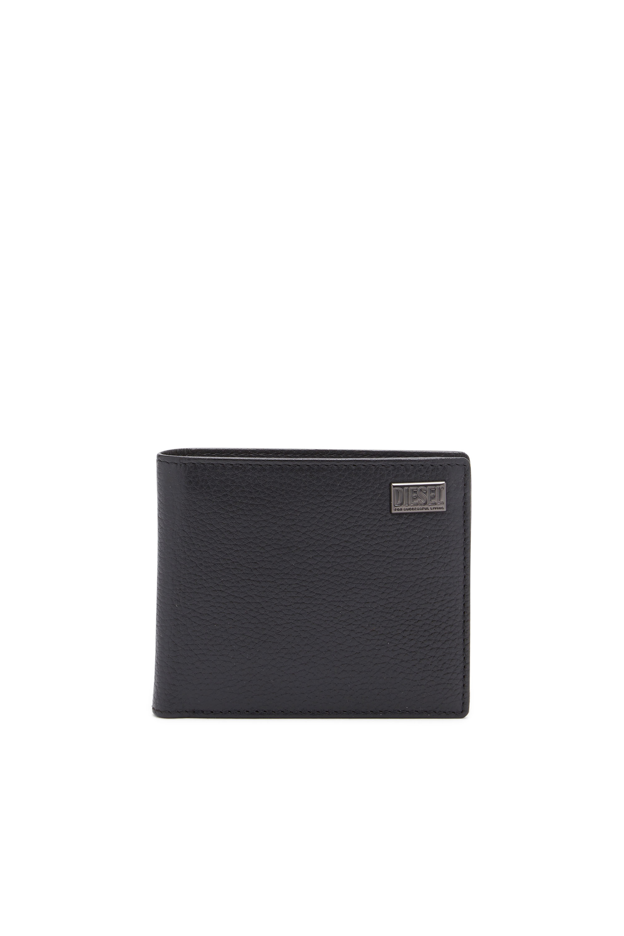 Diesel - MEDAL-D BI-FOLD COIN S, Man's Bi-fold wallet in grainy leather in Black - 1