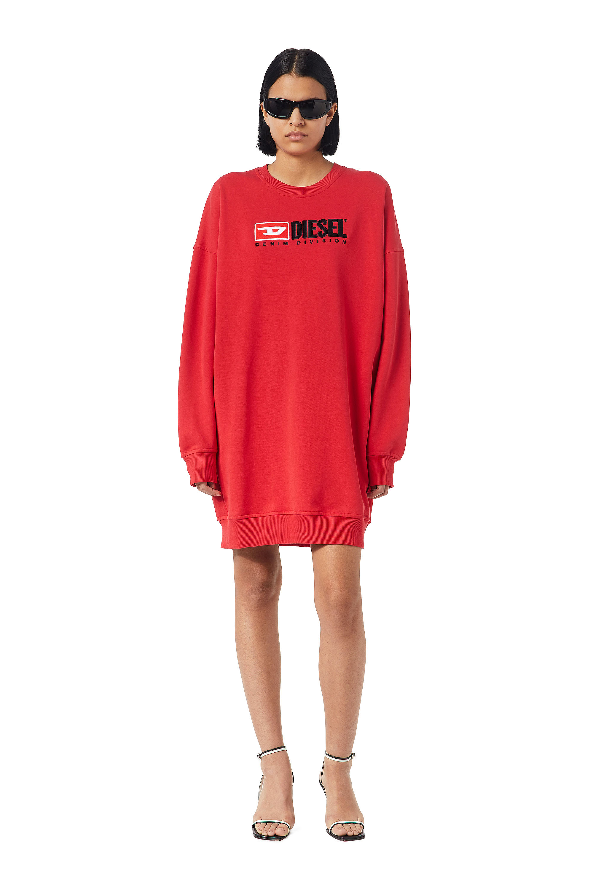 Diesel - D-ROBBIE-DIV, Woman's Sweatshirt dress with logo in Red - 2