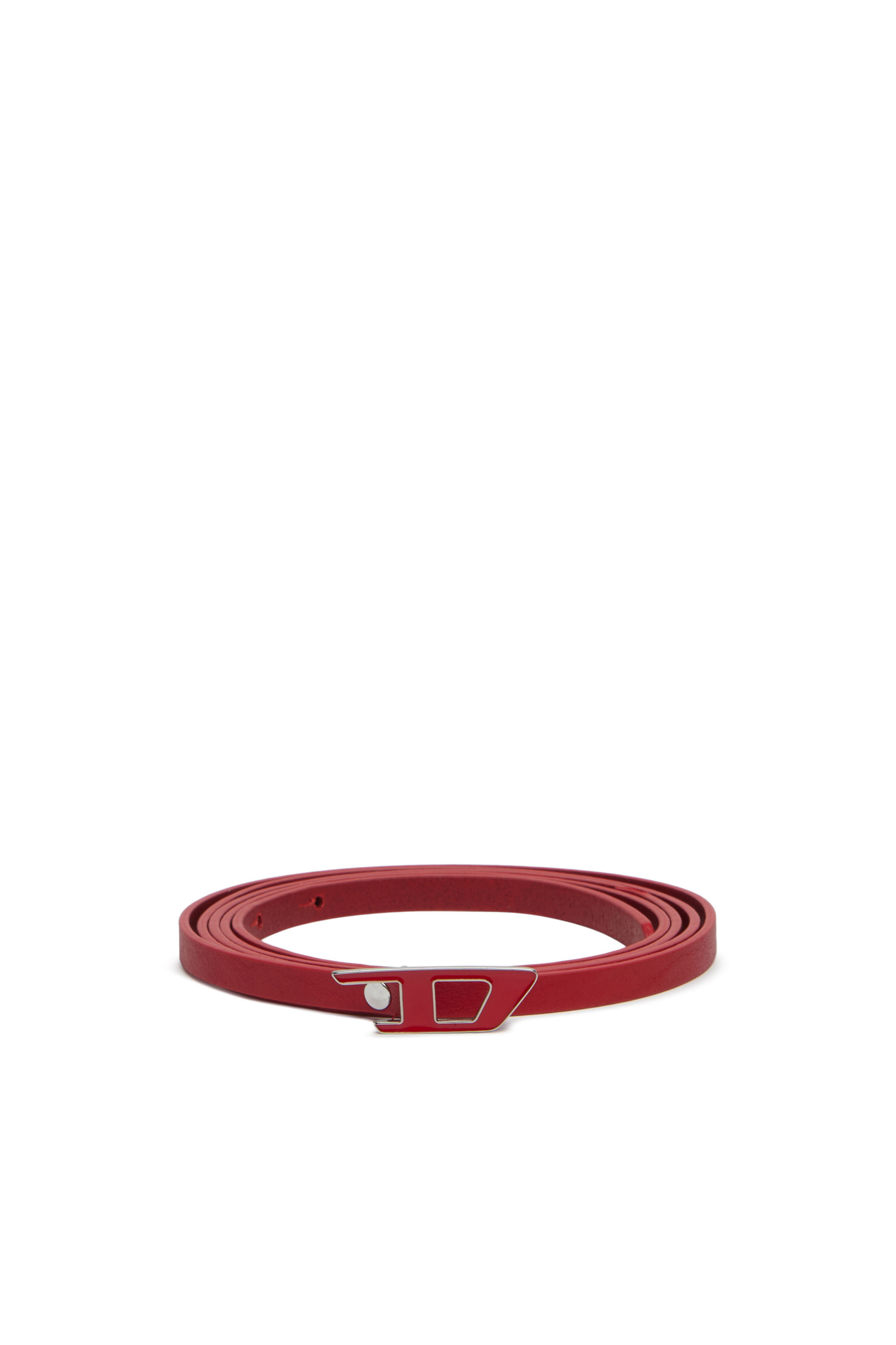 Diesel - B-DLOGO 10, Woman's Slim double-wrap leather belt in Red - 1