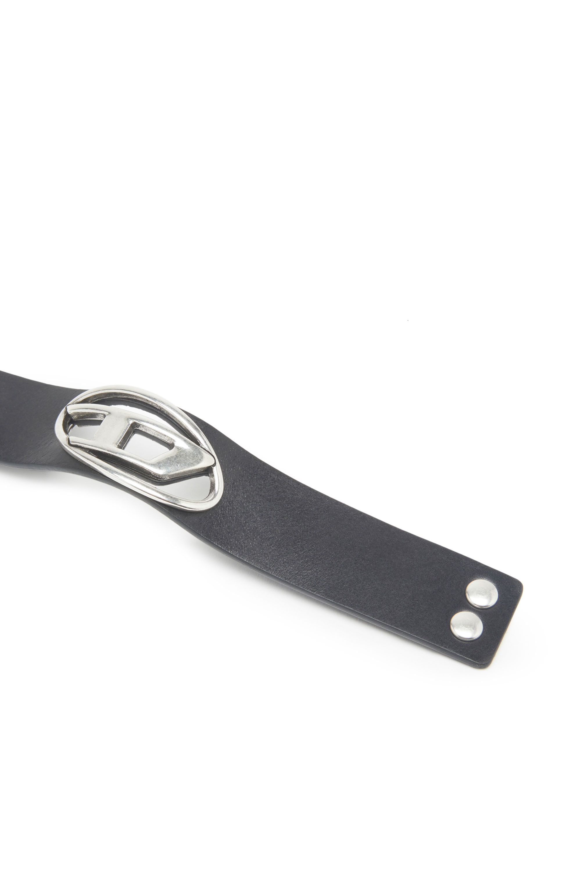 Diesel - A-BALONE, Man's Cuff bracelet with D plaque in Black - 2