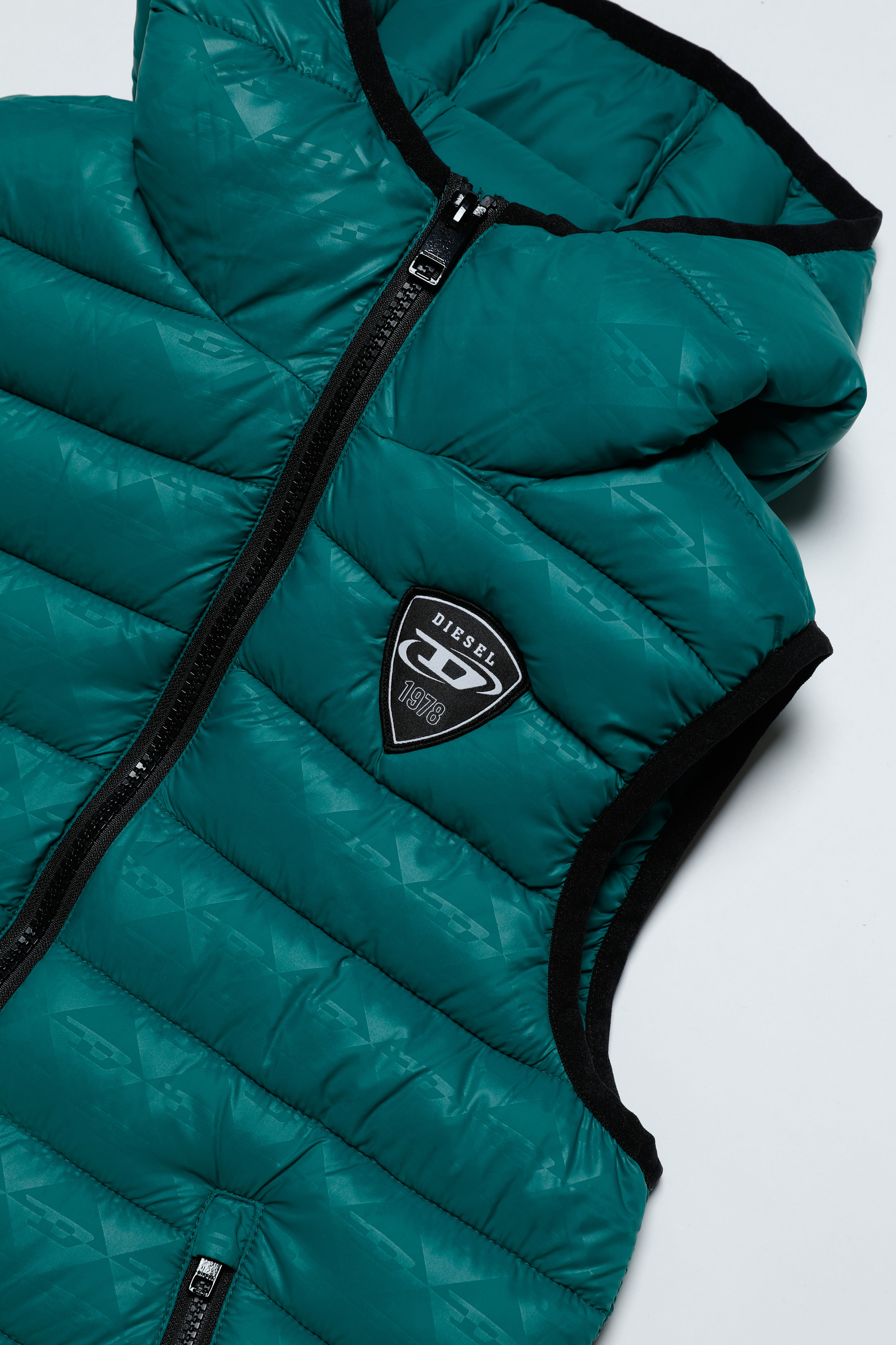 Diesel - JKOP, Unisex's Puffer vest with D monogram print in Green - 3