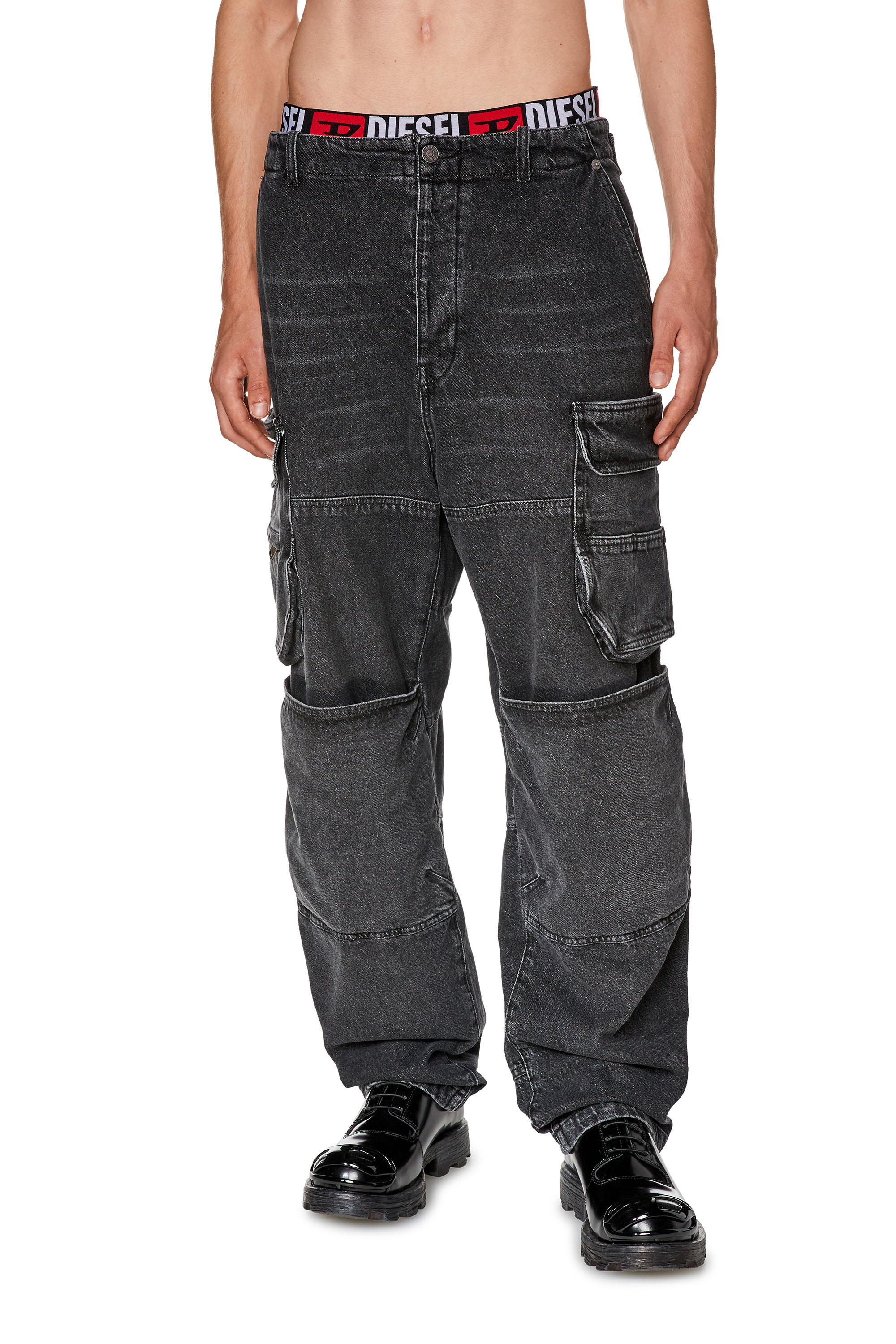 Diesel - Man's Straight Jeans D-Fish 0HLAA, Black/Dark grey - 1
