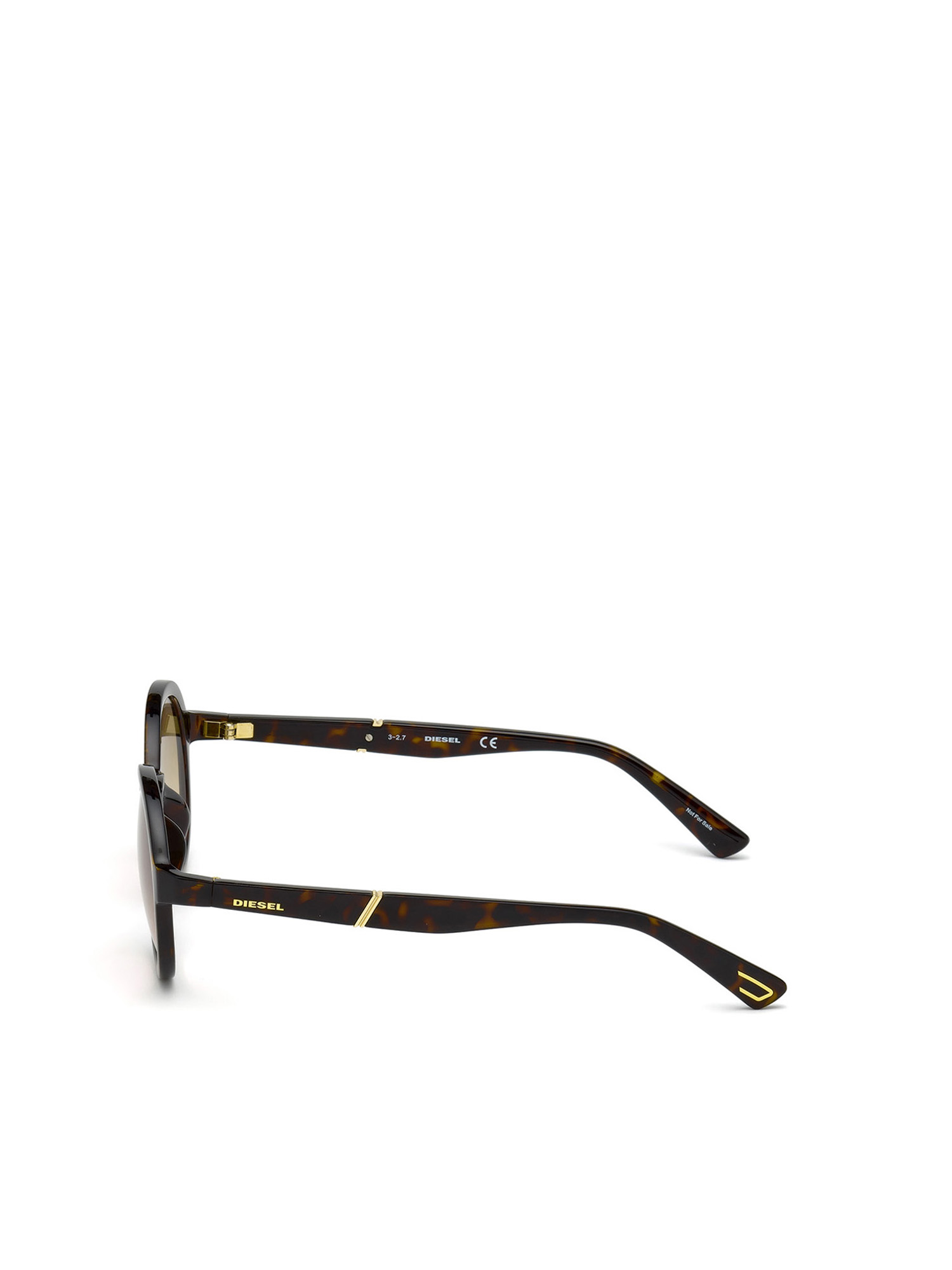 Diesel - DL0264, Unisex's Round shape eyewear with slanting detail in Brown - 4