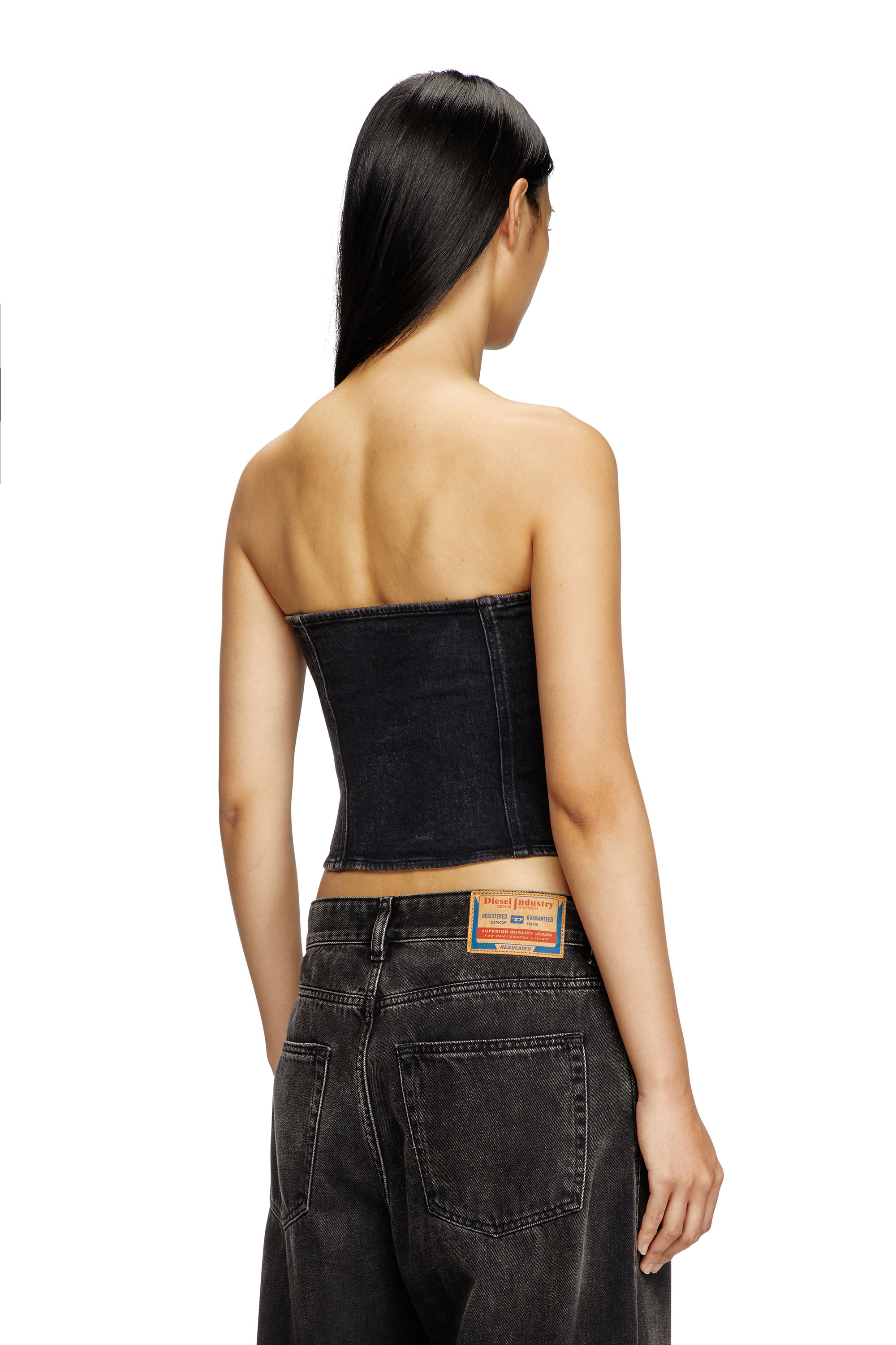 Diesel - DE-VILLE, Woman's Tube top in comfort denim in Black - 4