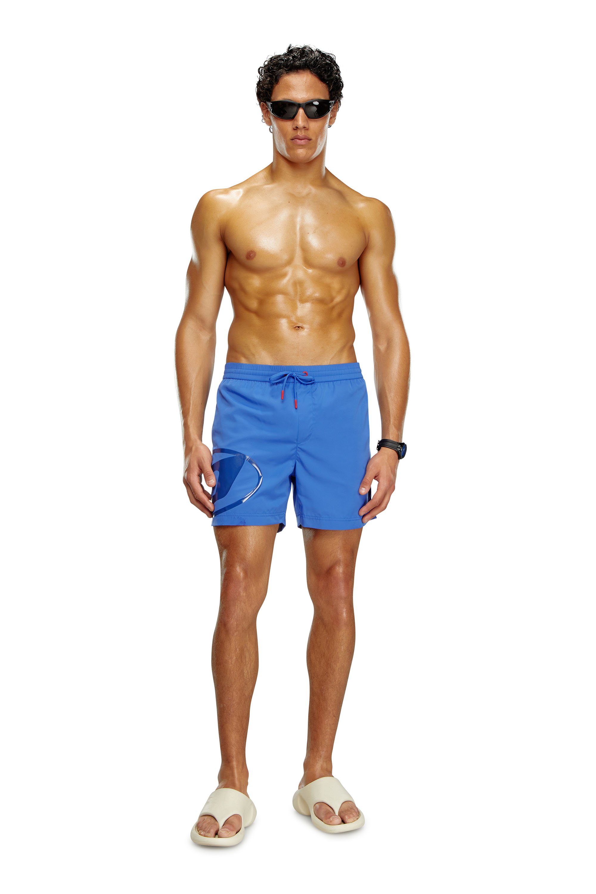 Diesel - BMBX-RIO-41, Man's Swim shorts with shiny Oval D logo in Blue - 1