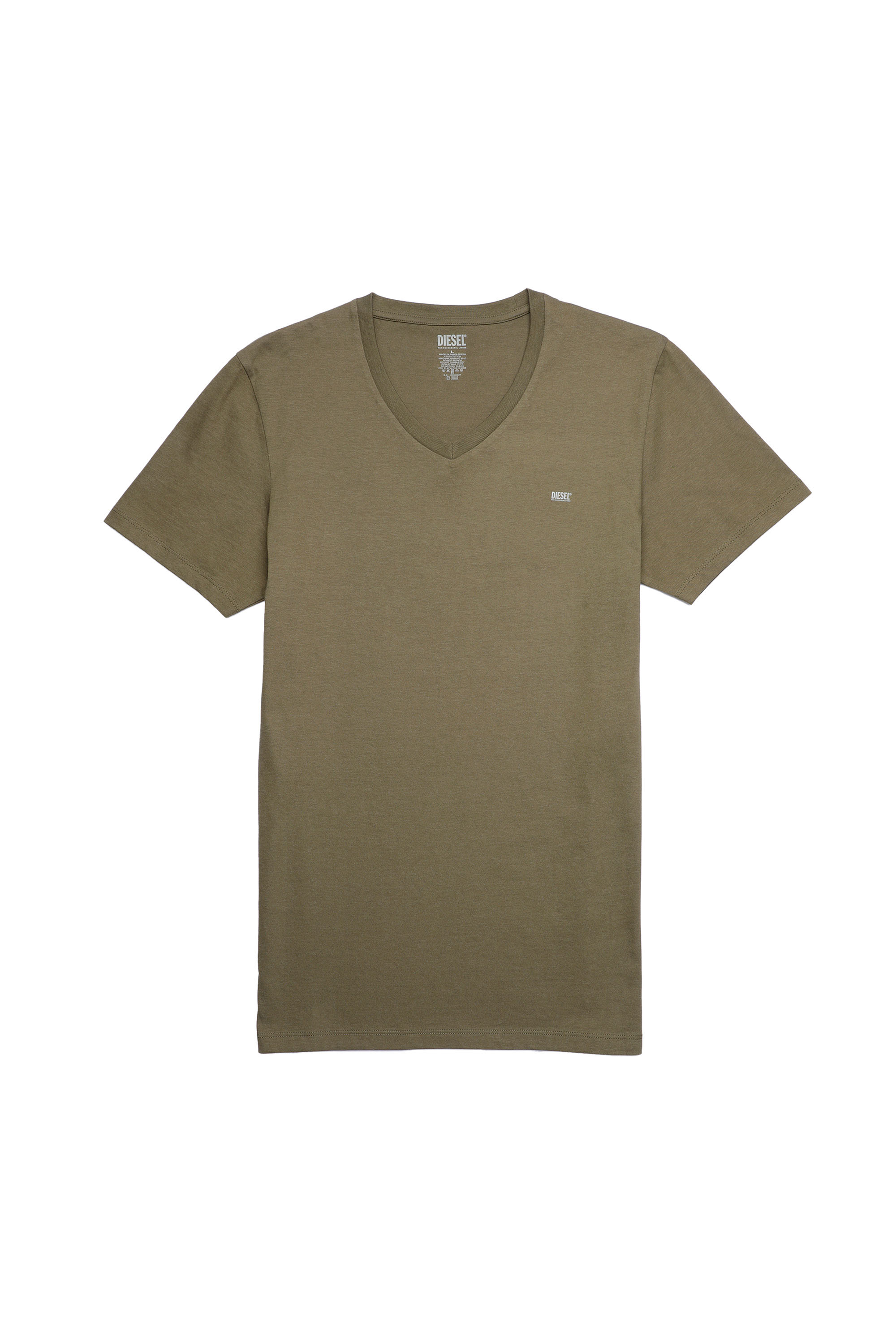 Diesel - UMTEE-MICHAEL-TUBE-TWOPACK, Man's Two-pack V-neck T-shirts with logo print in Blue/Green - 2