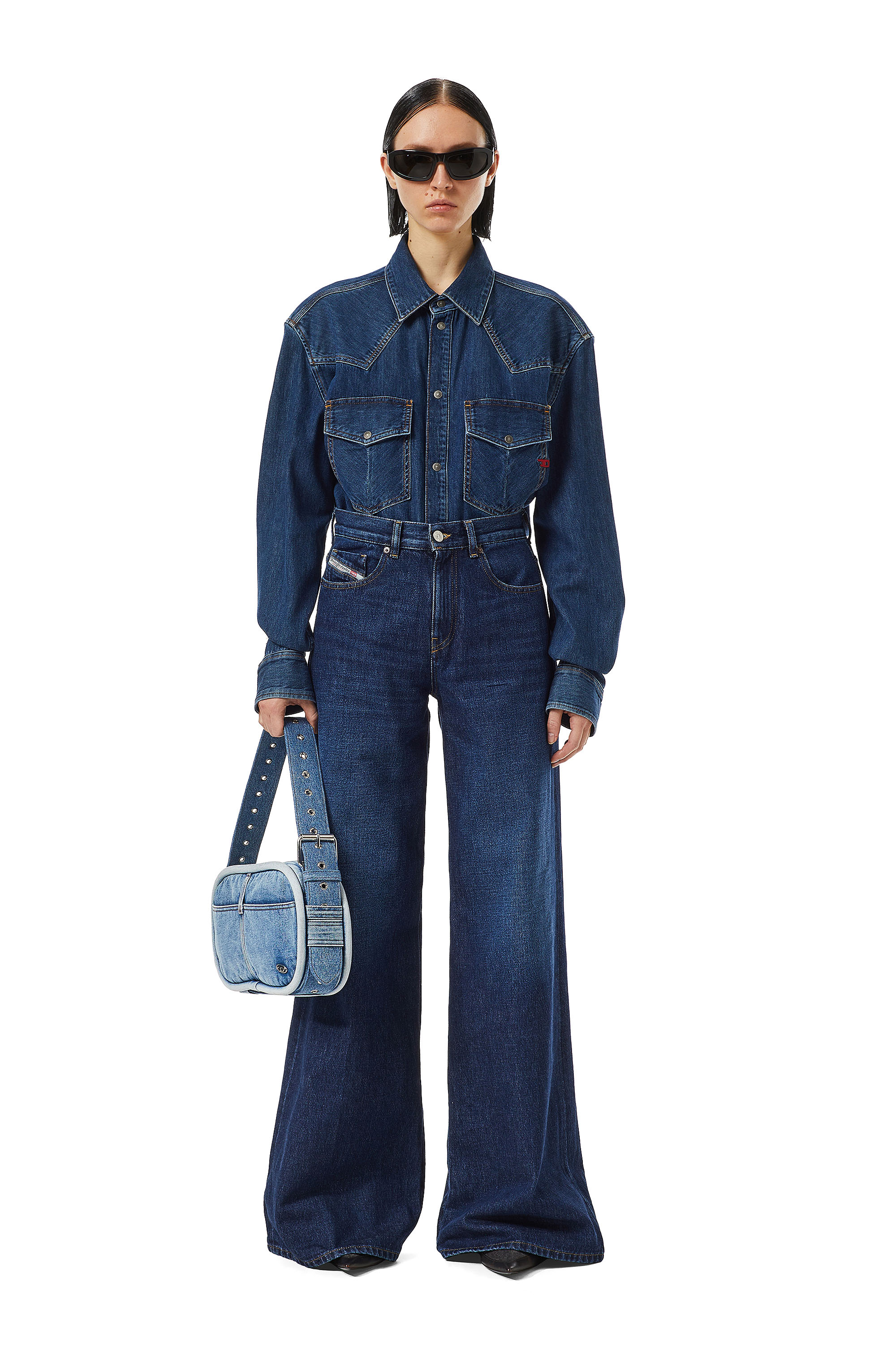 Diesel - Woman's Bootcut and Flare Jeans 1978 D-Akemi 09C03, Dark Blue - 2