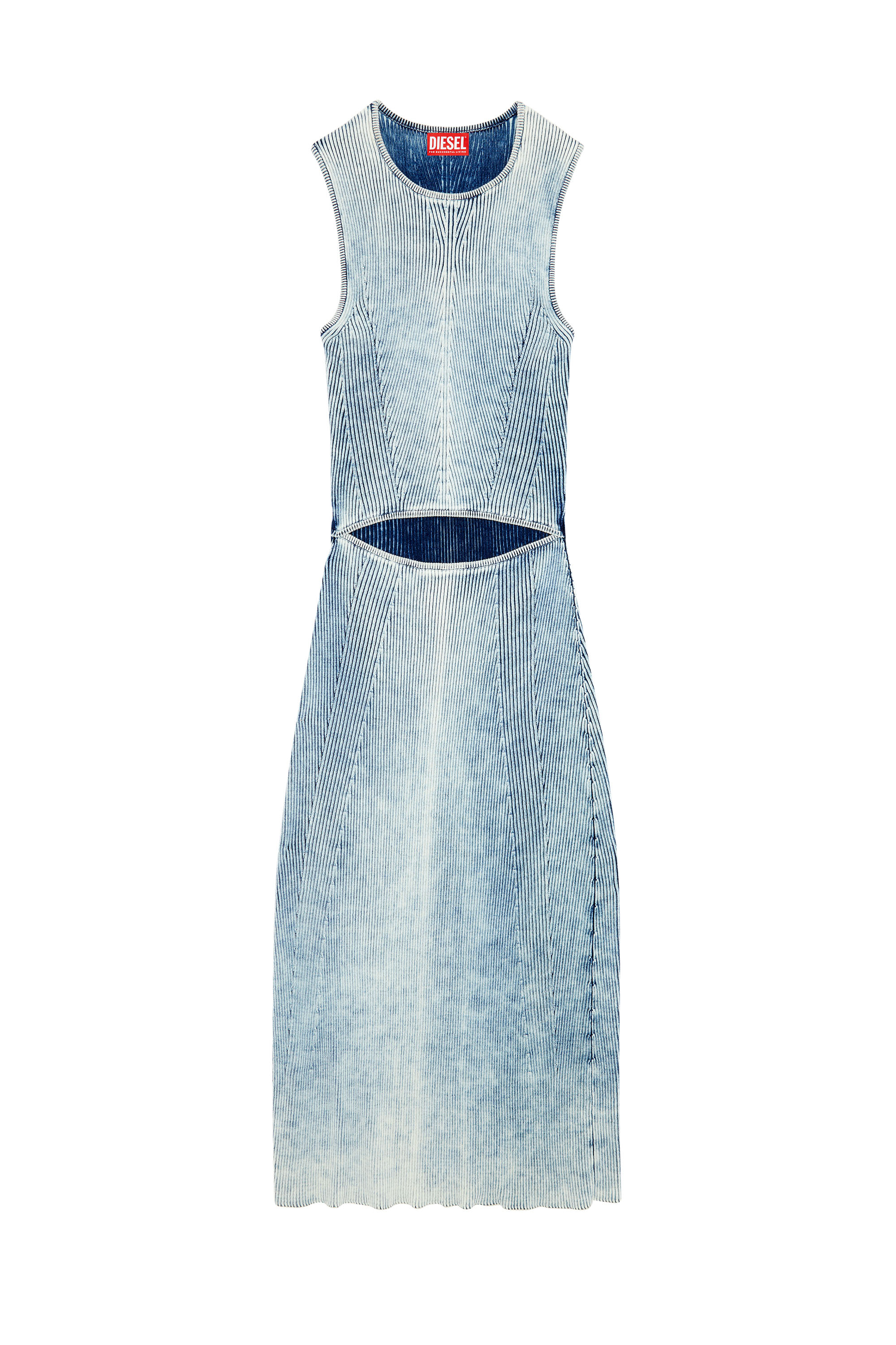 Diesel - M-TARYN, Woman's Cut-out midi dress in indigo cotton knit in Blue - 2