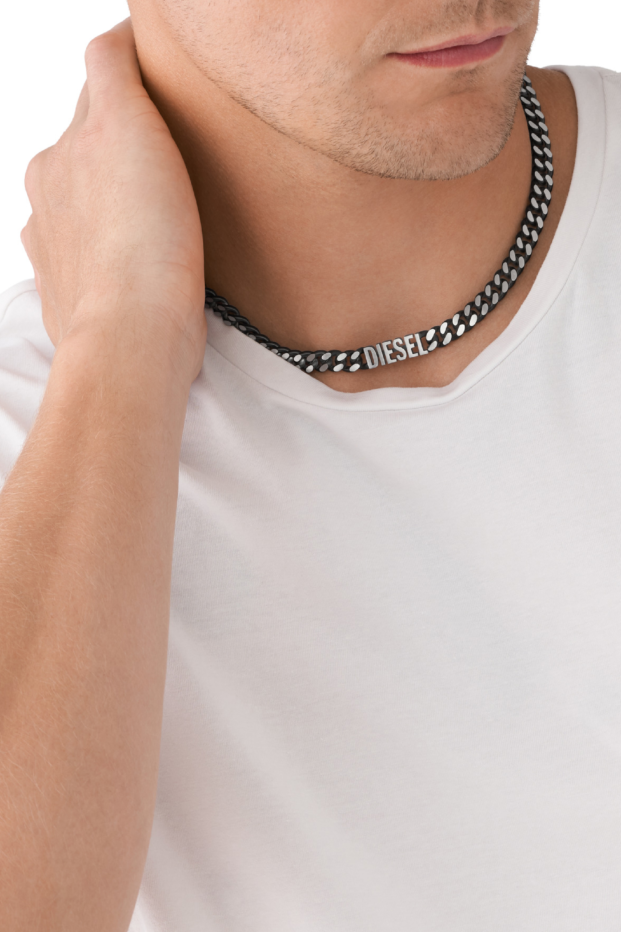 Diesel - DX1385, Man's Black stainless steel choker necklace in Black - 4