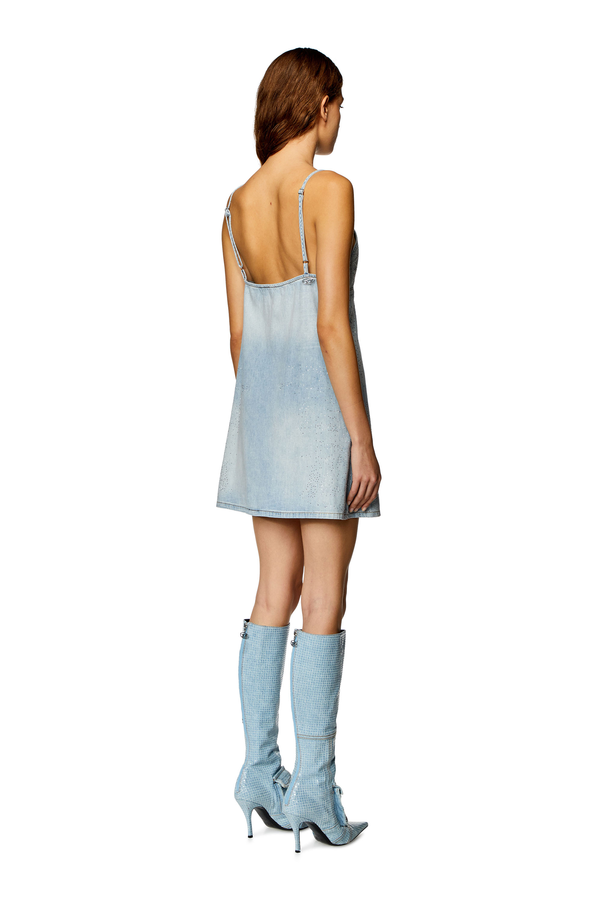 Diesel - DE-VER-S, Woman's Mini dress in micro-crystal denim in Light Blue - 3