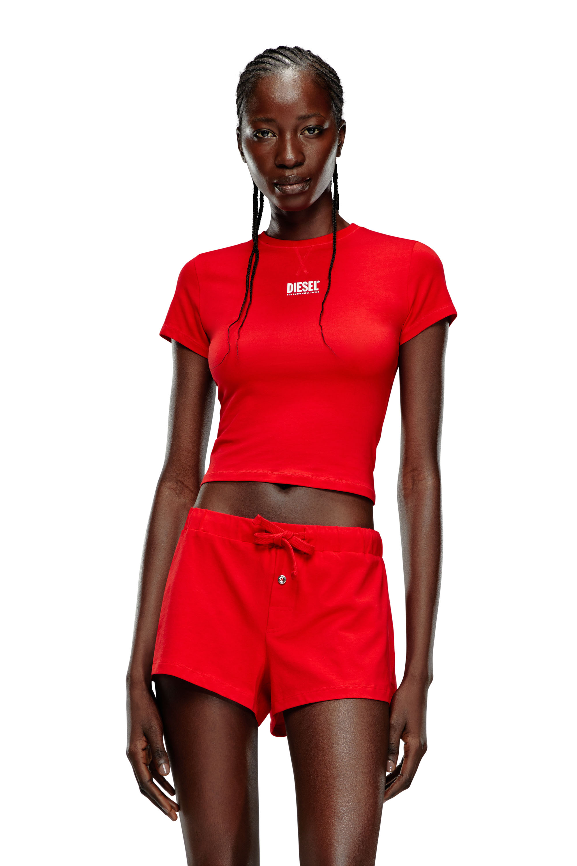 Diesel - UFSET-SYLVIE, Woman's Pyjama set in stretch cotton in Red - 1