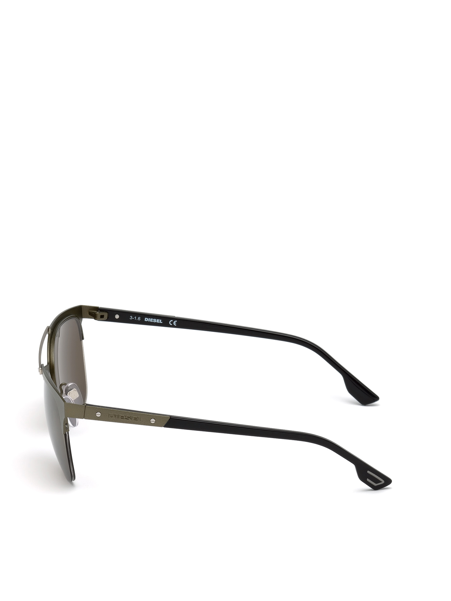 Diesel - DL0215, Man's Square eyewear with metal double bridge in Dark Green - 3