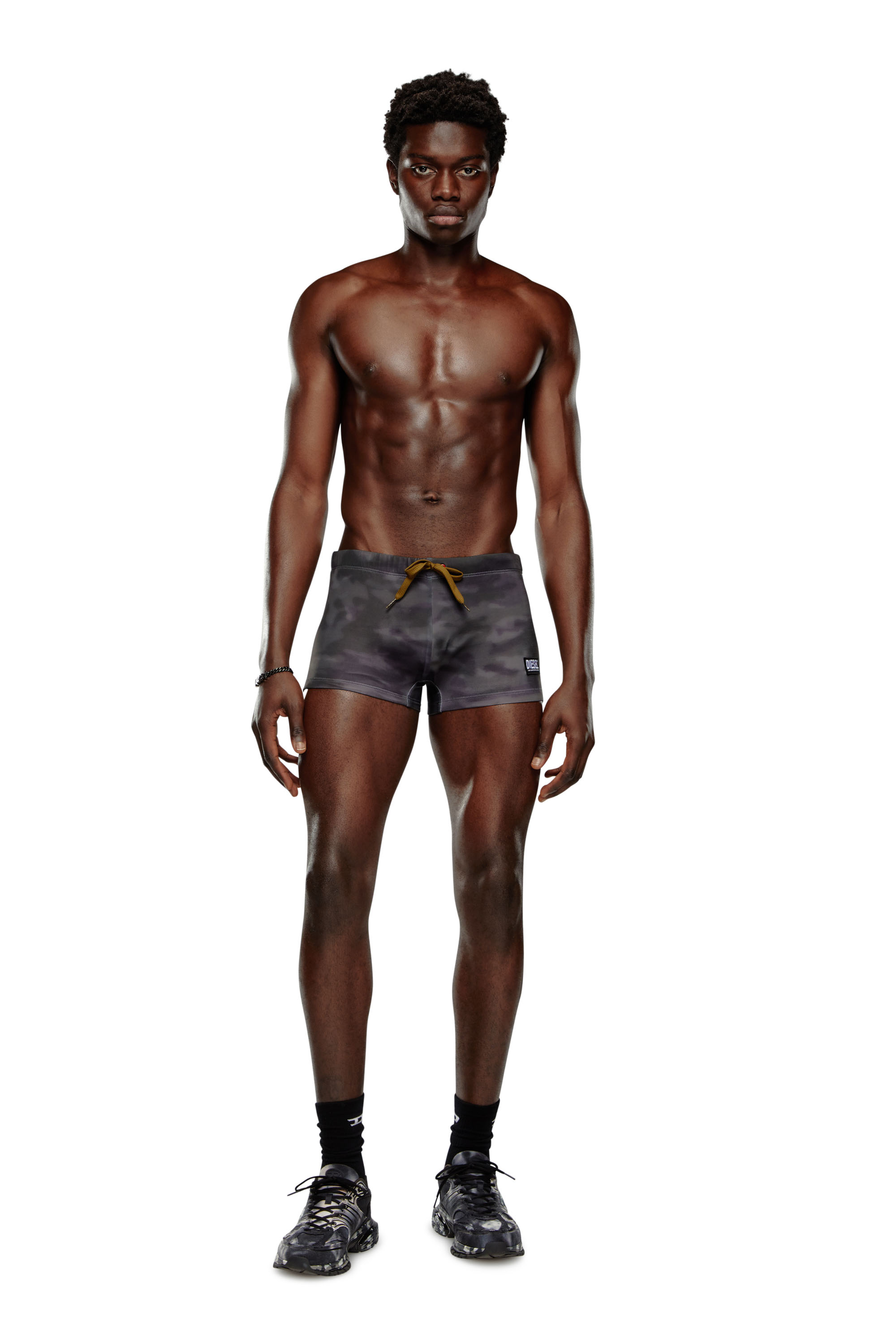 Diesel - BMBX-BRAD, Man's Mottled swim boxer briefs in Black - 1