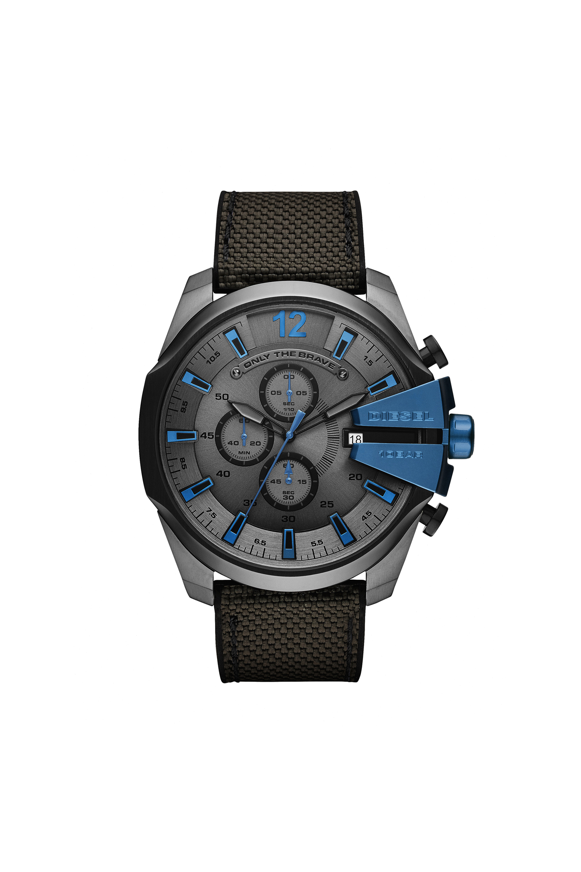 Diesel - DZ4500, Man's Mega Chief chronograph black and gray watch in Black/Blue - 1