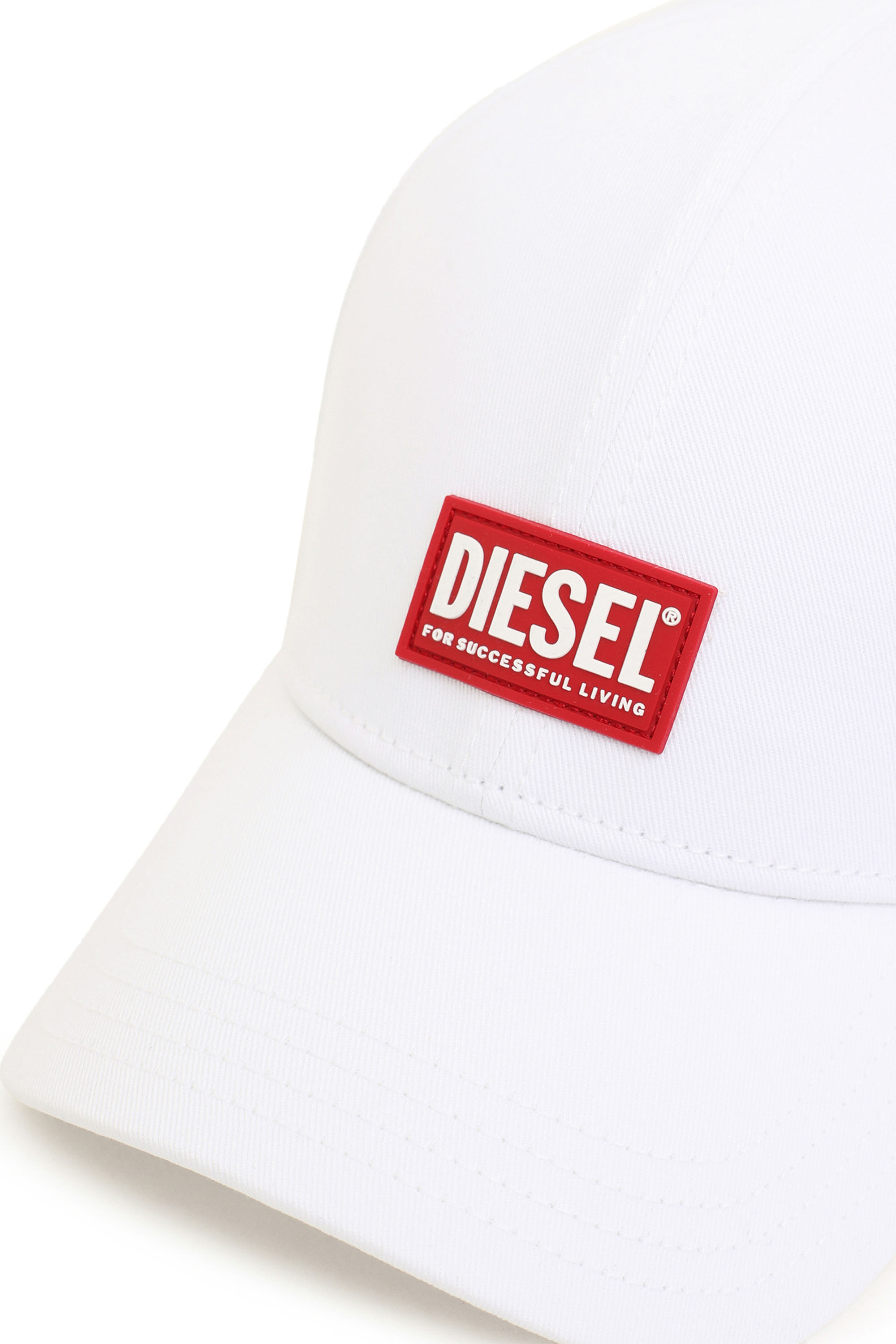 Diesel - CORRY-GUM, Unisex's Baseball cap with rubber logo patch in Red/White - 3
