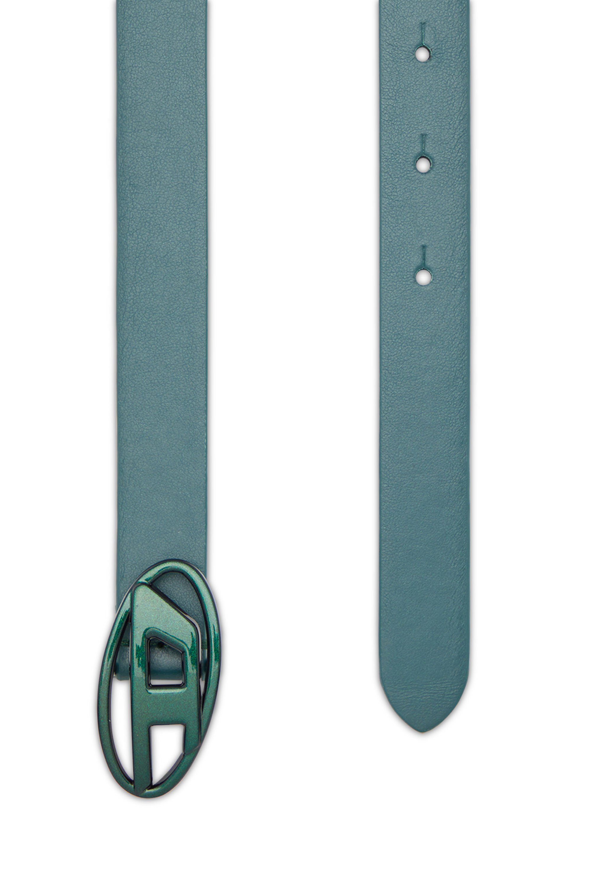 Diesel - B-1DR 20, Woman's Slim leather belt with iridescent buckle in Green/Blue - 2