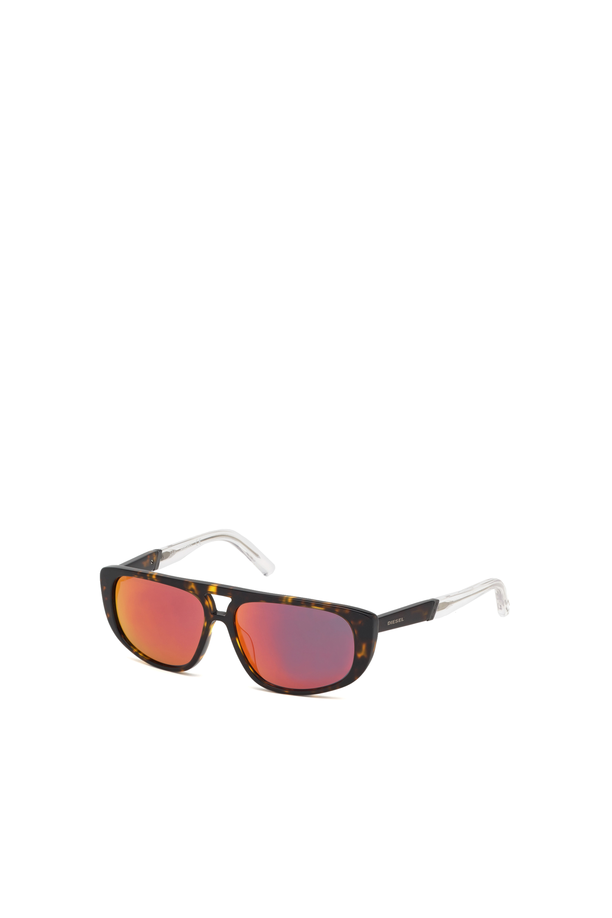 Diesel - DL0306, Unisex's Unisex acetate navigator-style sunglasses in Brown/White - 2
