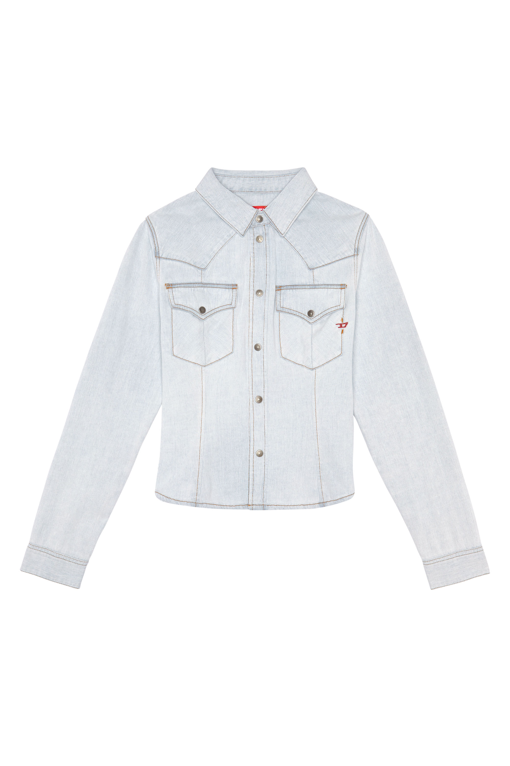 Diesel - DE-RIN WESTERN SHIRT, Woman's Western shirt in denim in Light Blue - 3
