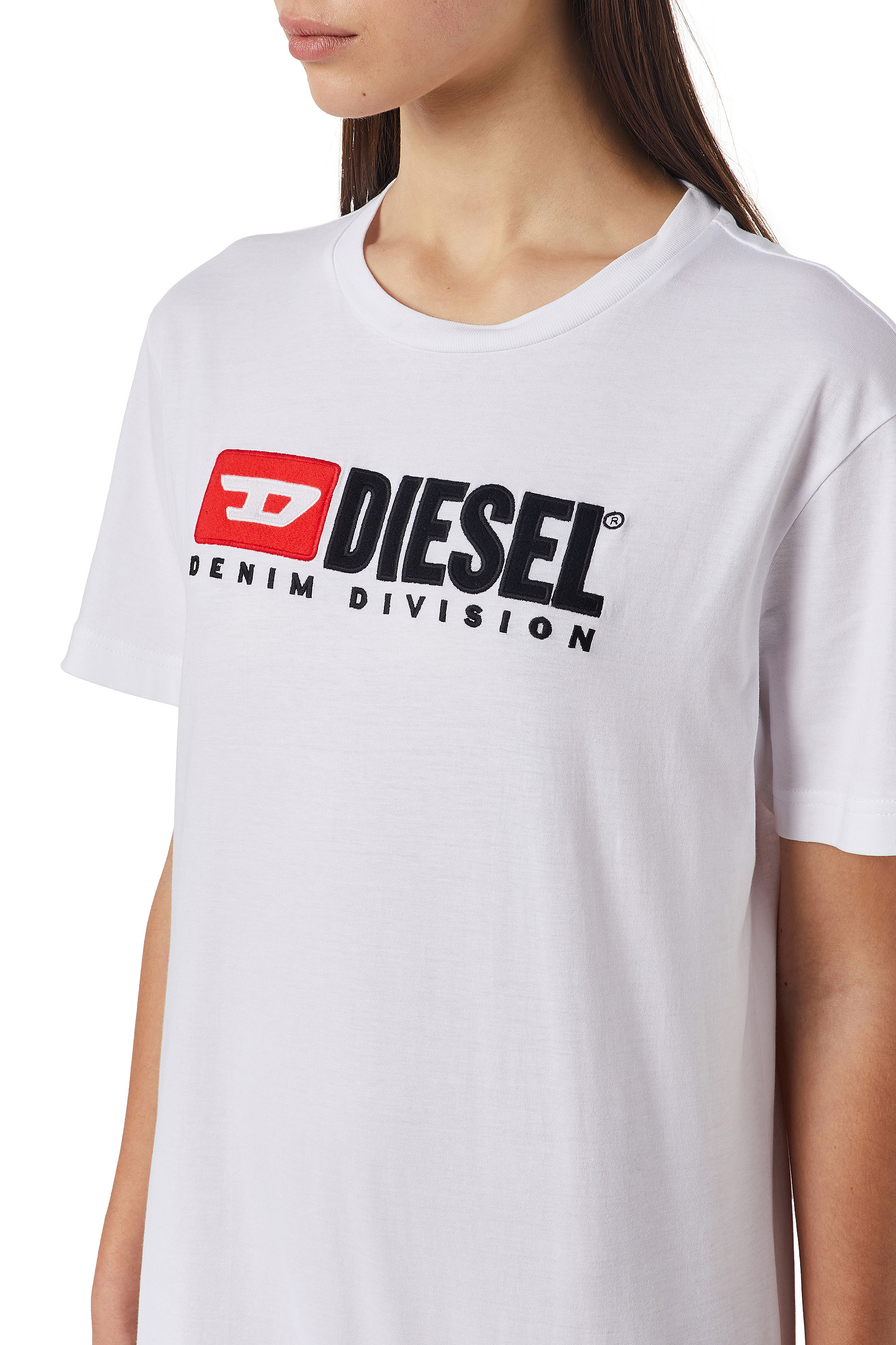 Diesel - D-EGOR-DIV, Woman's T-shirt dress with logo in White - 4