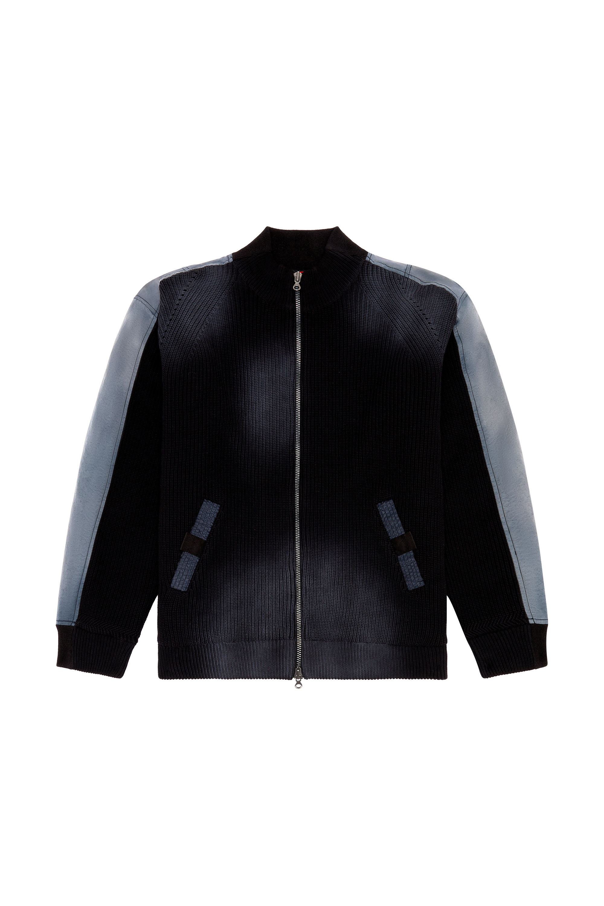 Diesel - K-OSWIN, Man's Padded knit and nylon bomber jacket in Black/Blue - 3