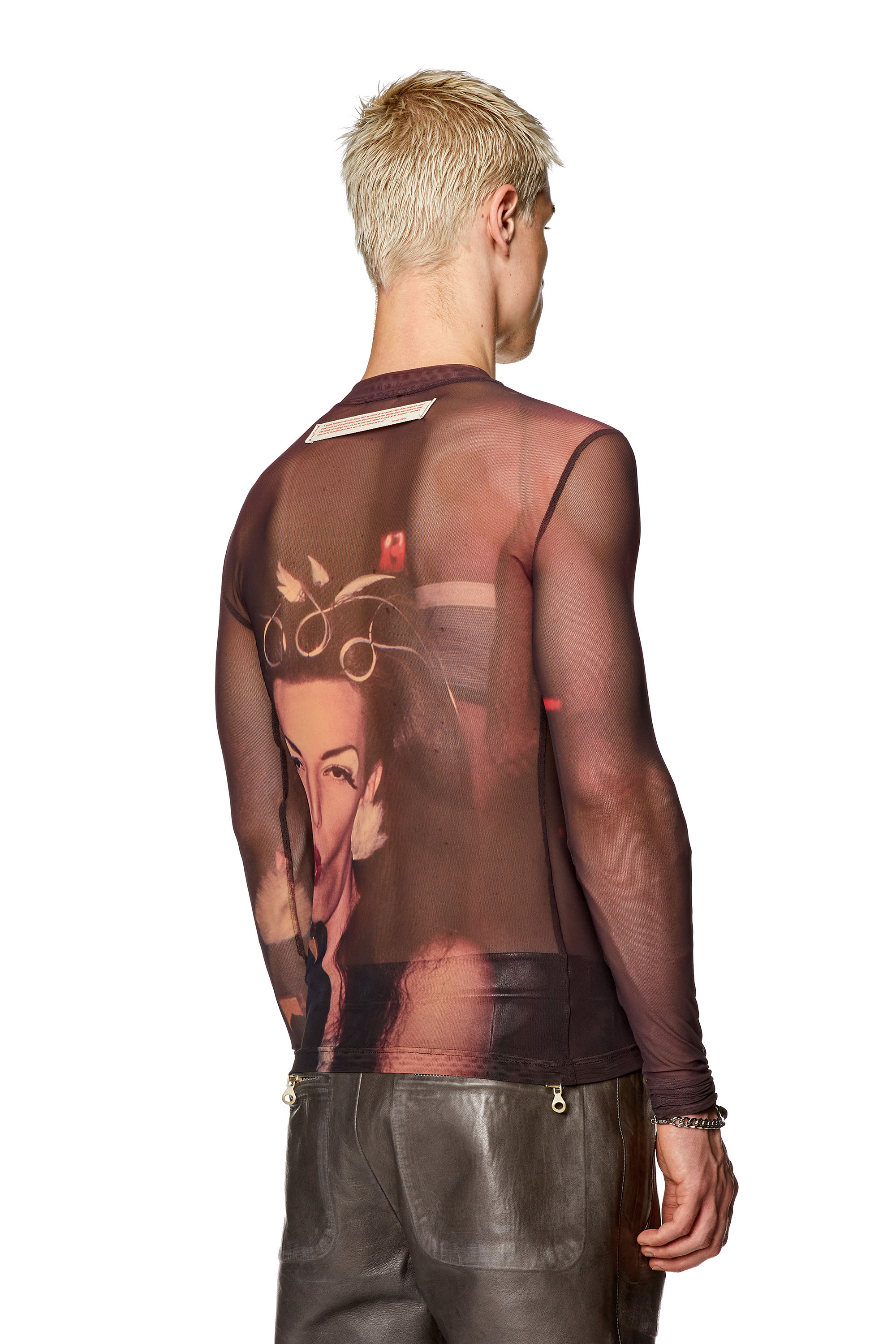 Diesel - PR-T-SIELAR-LONG, Unisex's Sheer long-sleeve T-shirt with photo print in Brown - 4