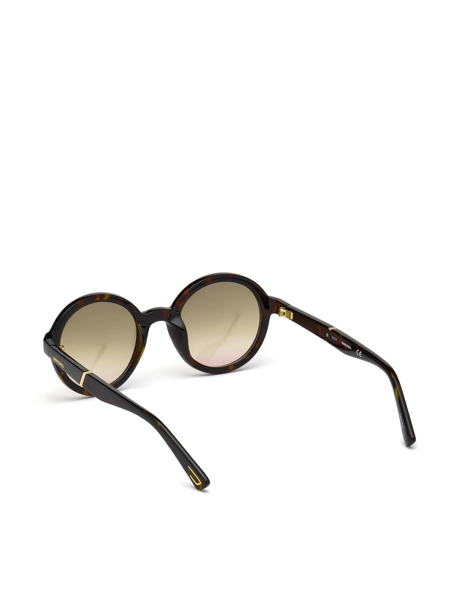 Diesel - DL0264, Unisex's Round shape eyewear with slanting detail in Brown - 1
