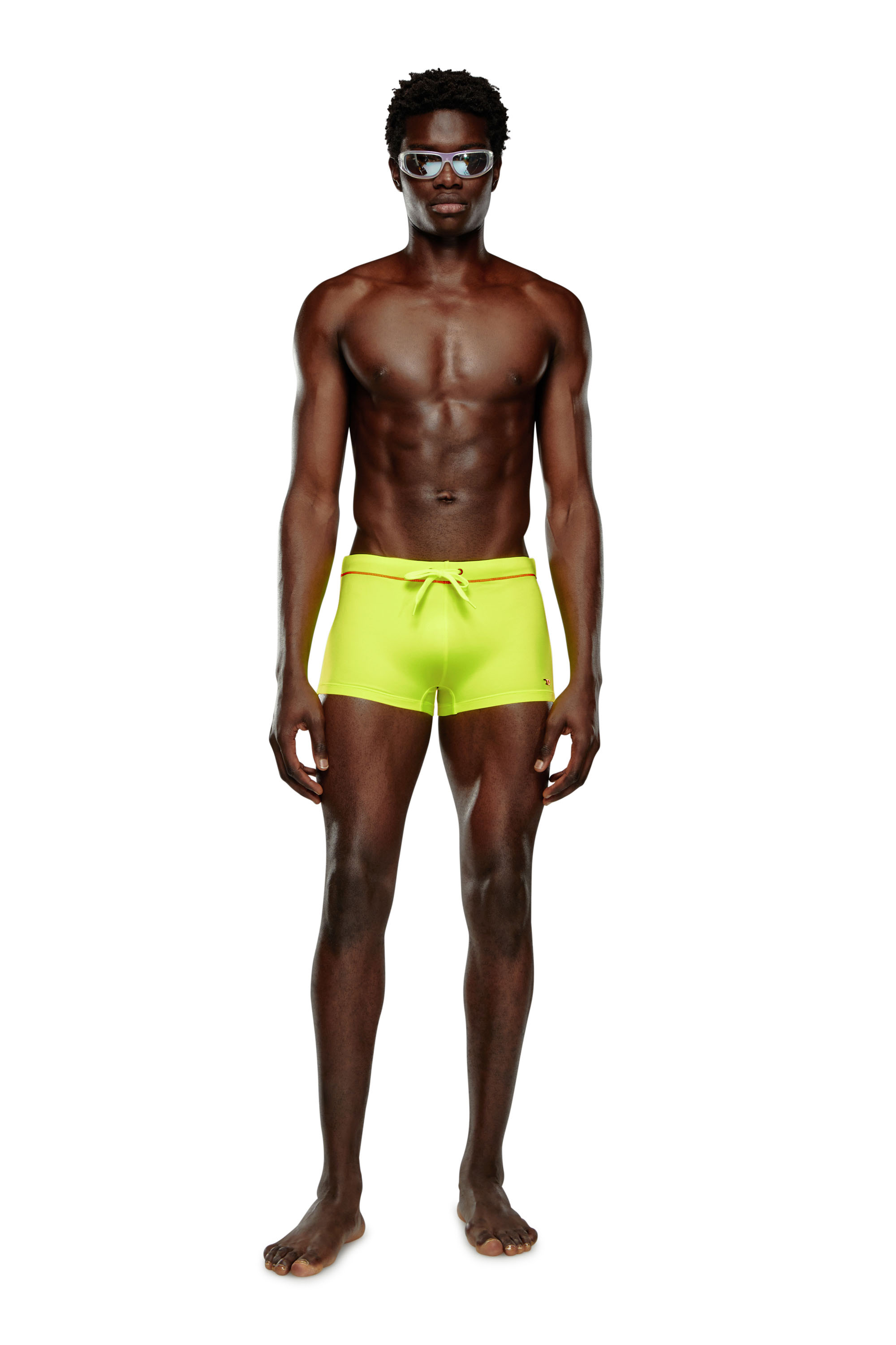 Diesel - BMBX-BRAD, Man's Neon swim boxer briefs with D logo in Yellow Fluo - 1