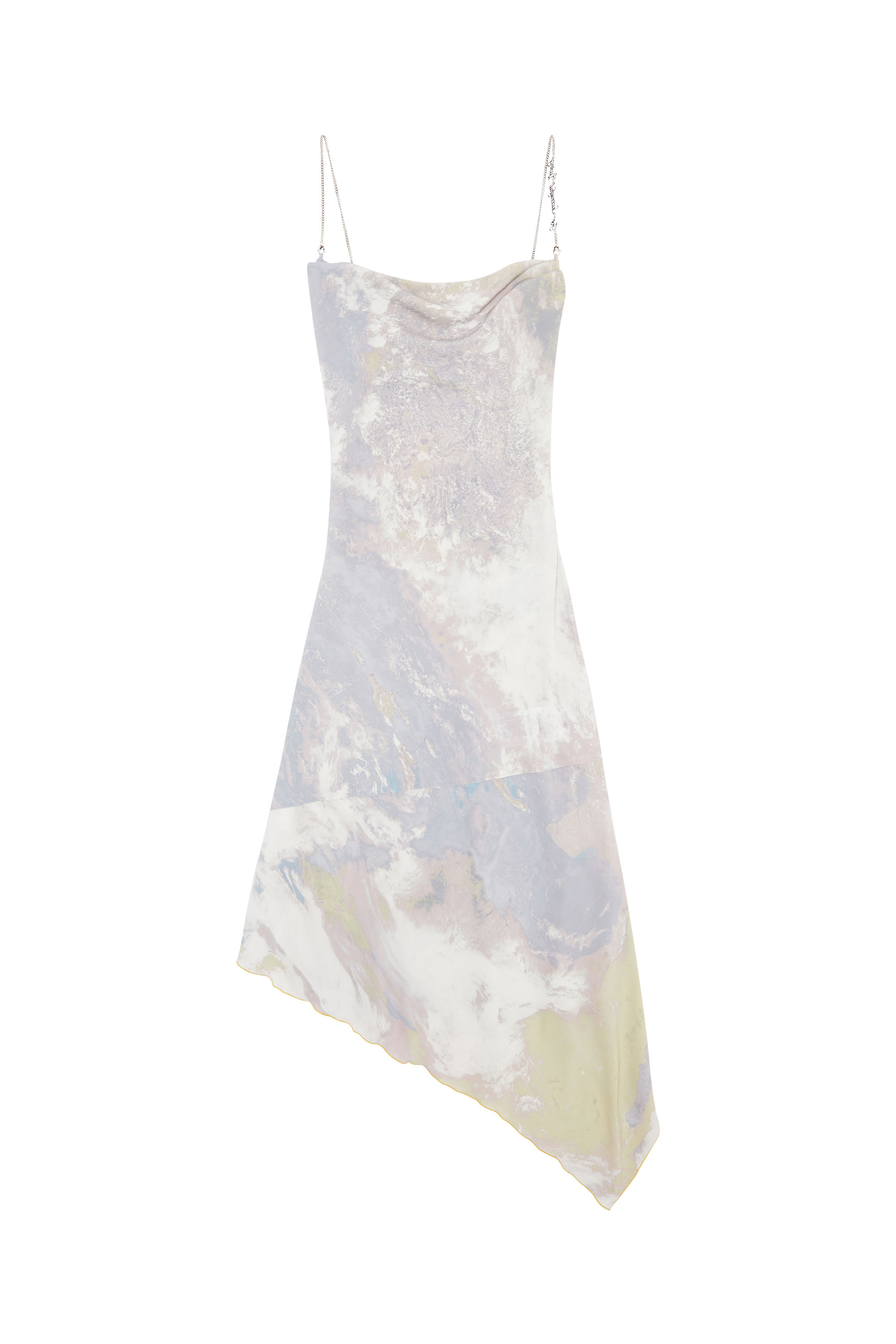 Diesel - D-MINT-CMF, Woman's Printed slip dress with chain straps in Grey - 2