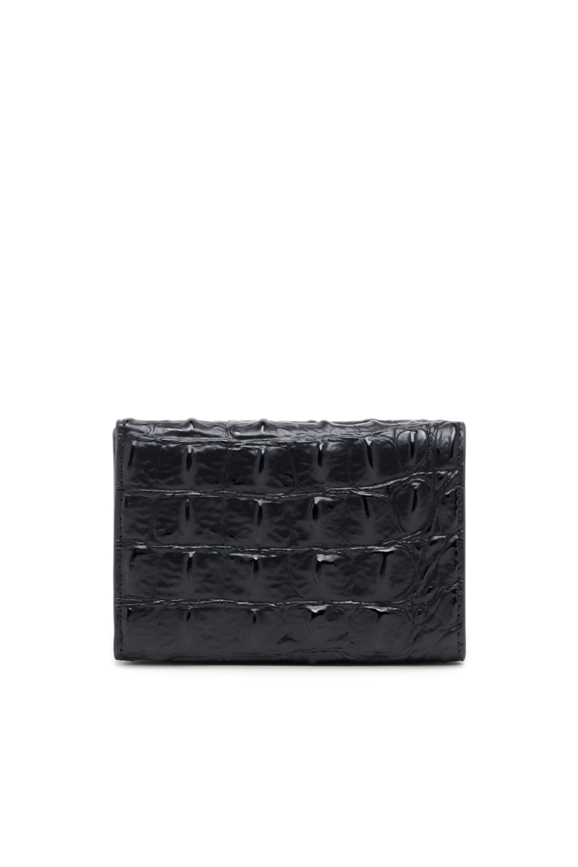 Diesel - TRI-FOLD COIN S, Man's Tri-fold wallet in croc-effect leather in Black - 2