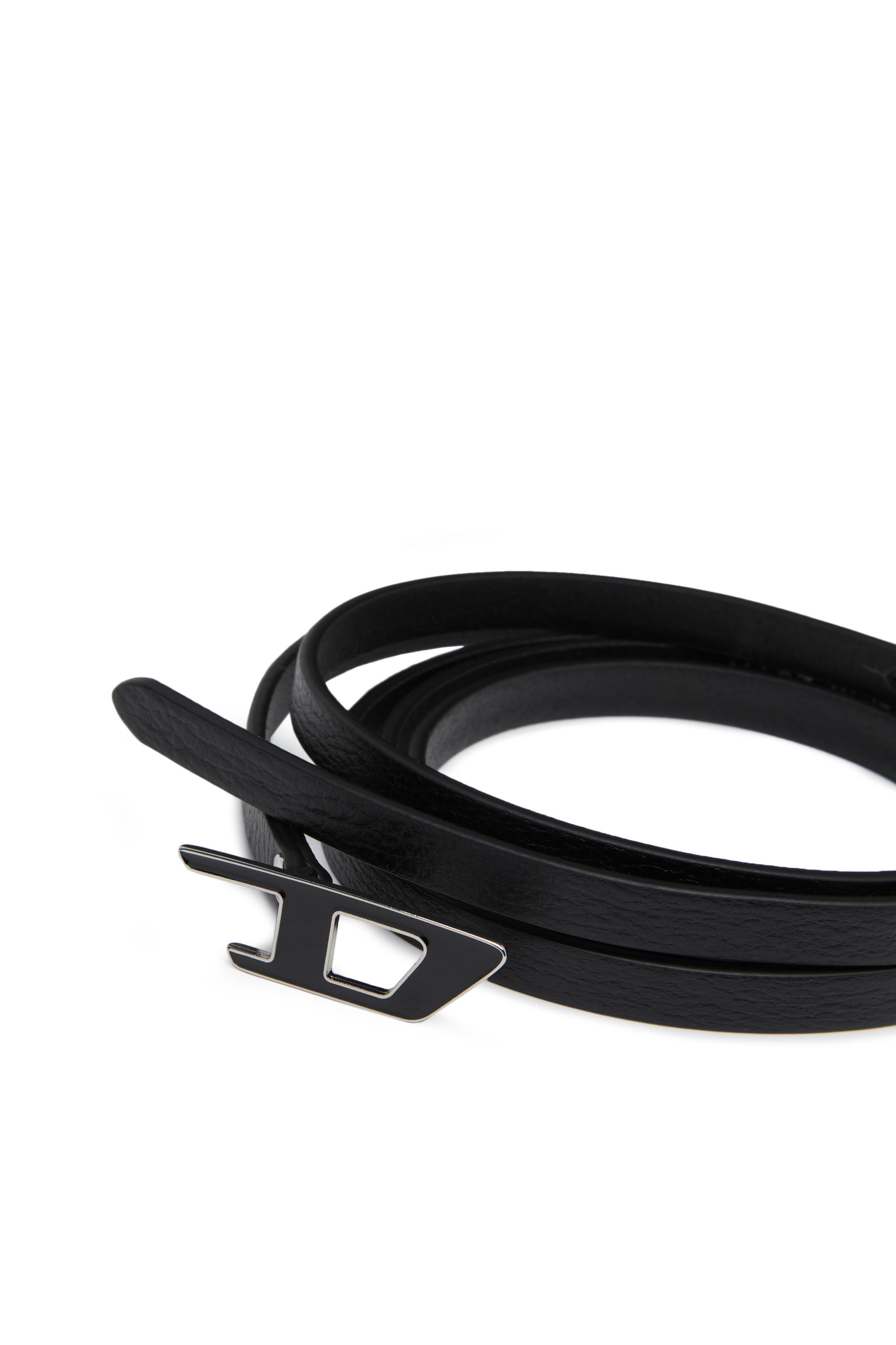 Diesel - B-DLOGO 10, Woman's Slim double-wrap leather belt in Black - 3
