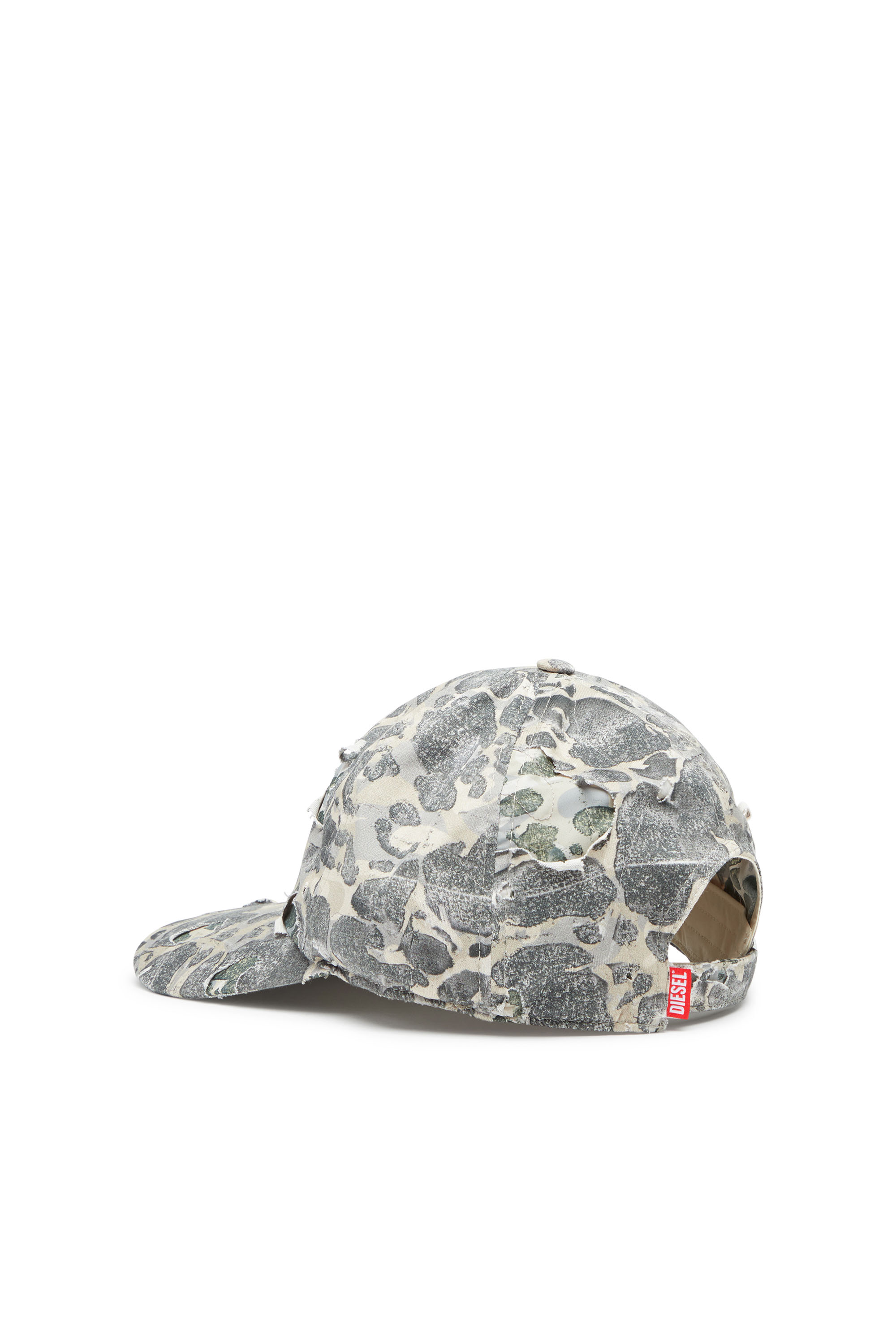 Diesel - C-STEVEN, Man's Camo baseball cap with destroyed finish in Green/Beige - 2
