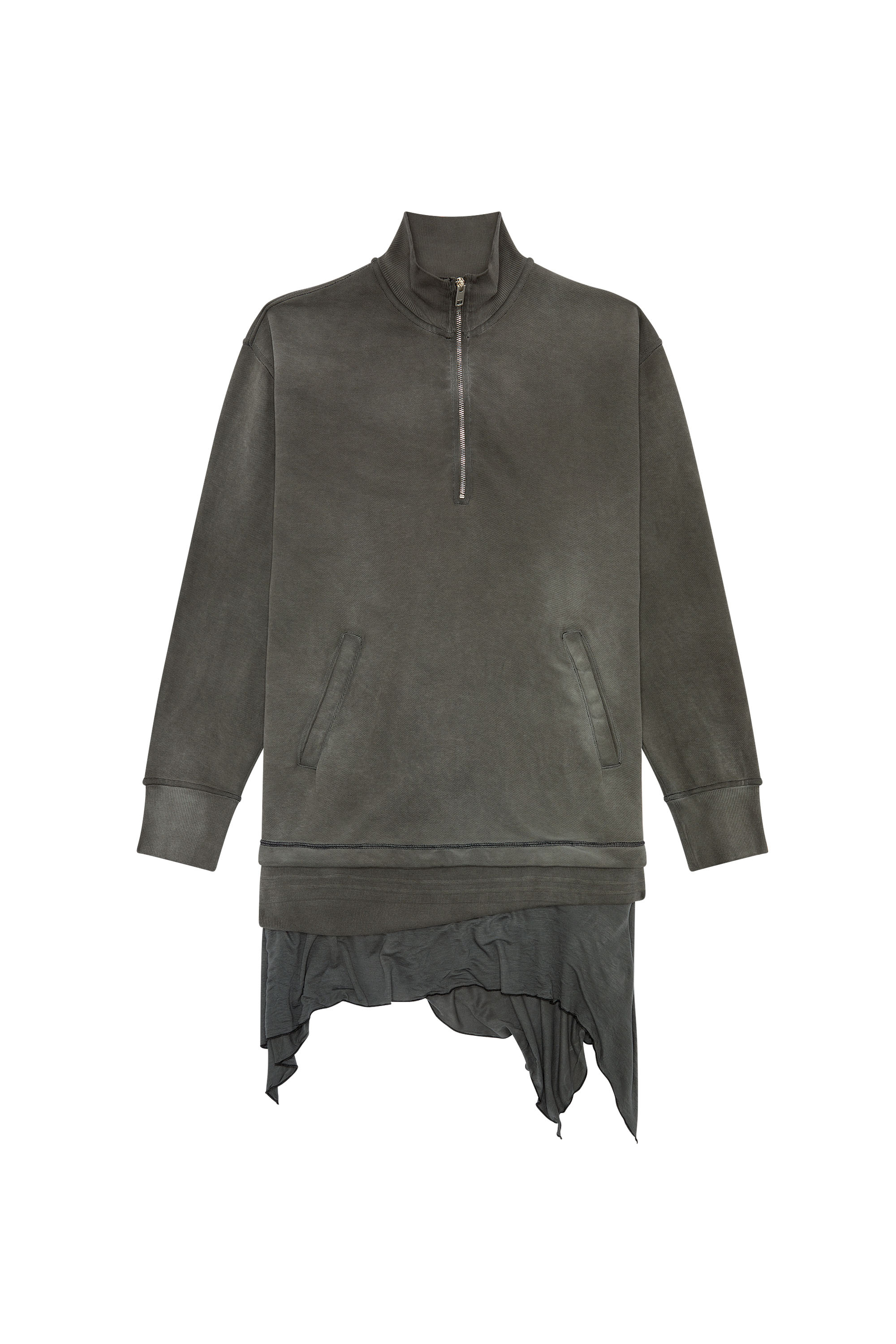 Diesel - D-ROLOCK, Woman's Faded sweatshirt dress with jersey trim in Dark grey - 2