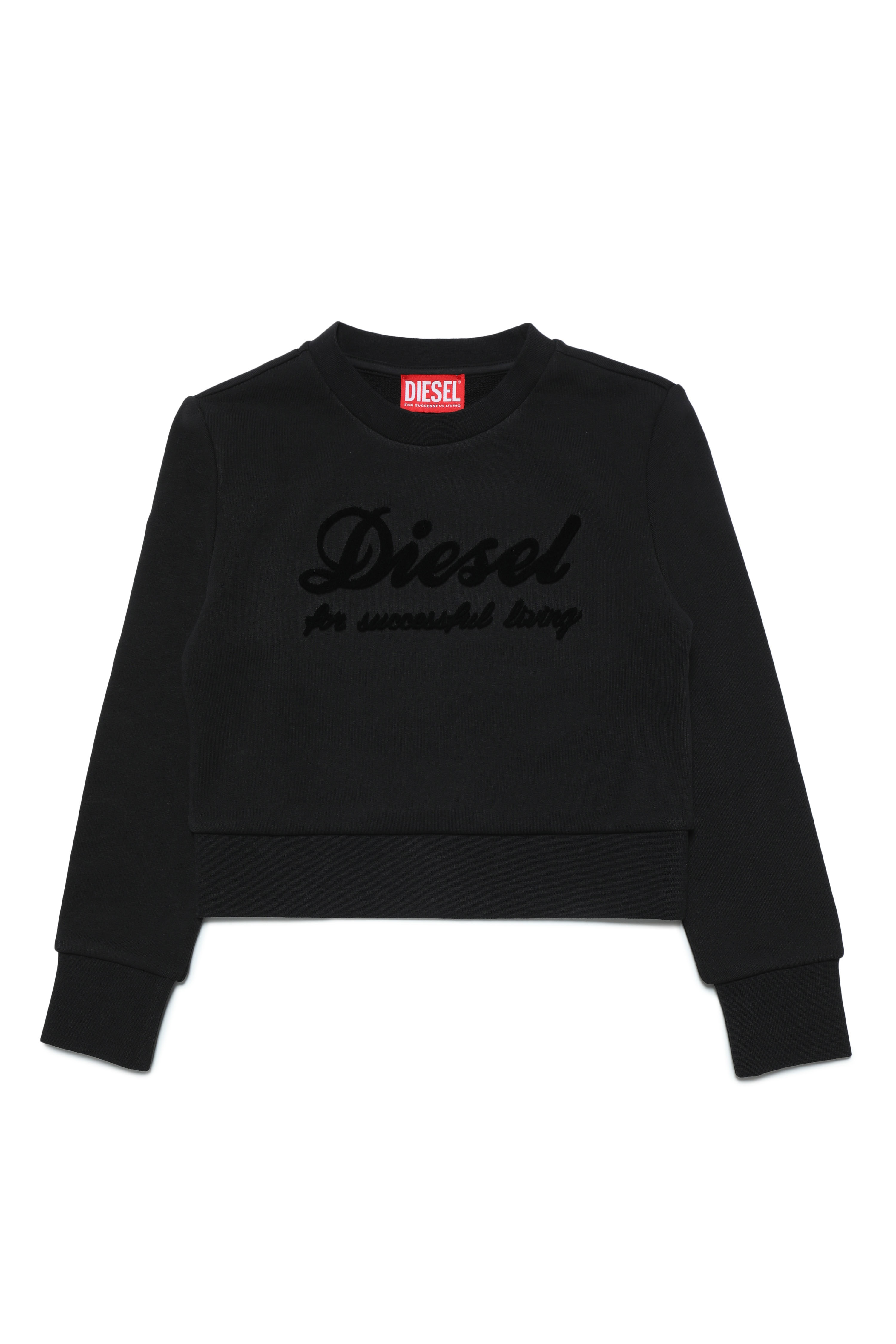 Diesel - SAFSIFSL, Woman's Sweatshirt with fuzzy script logo in Black - 1
