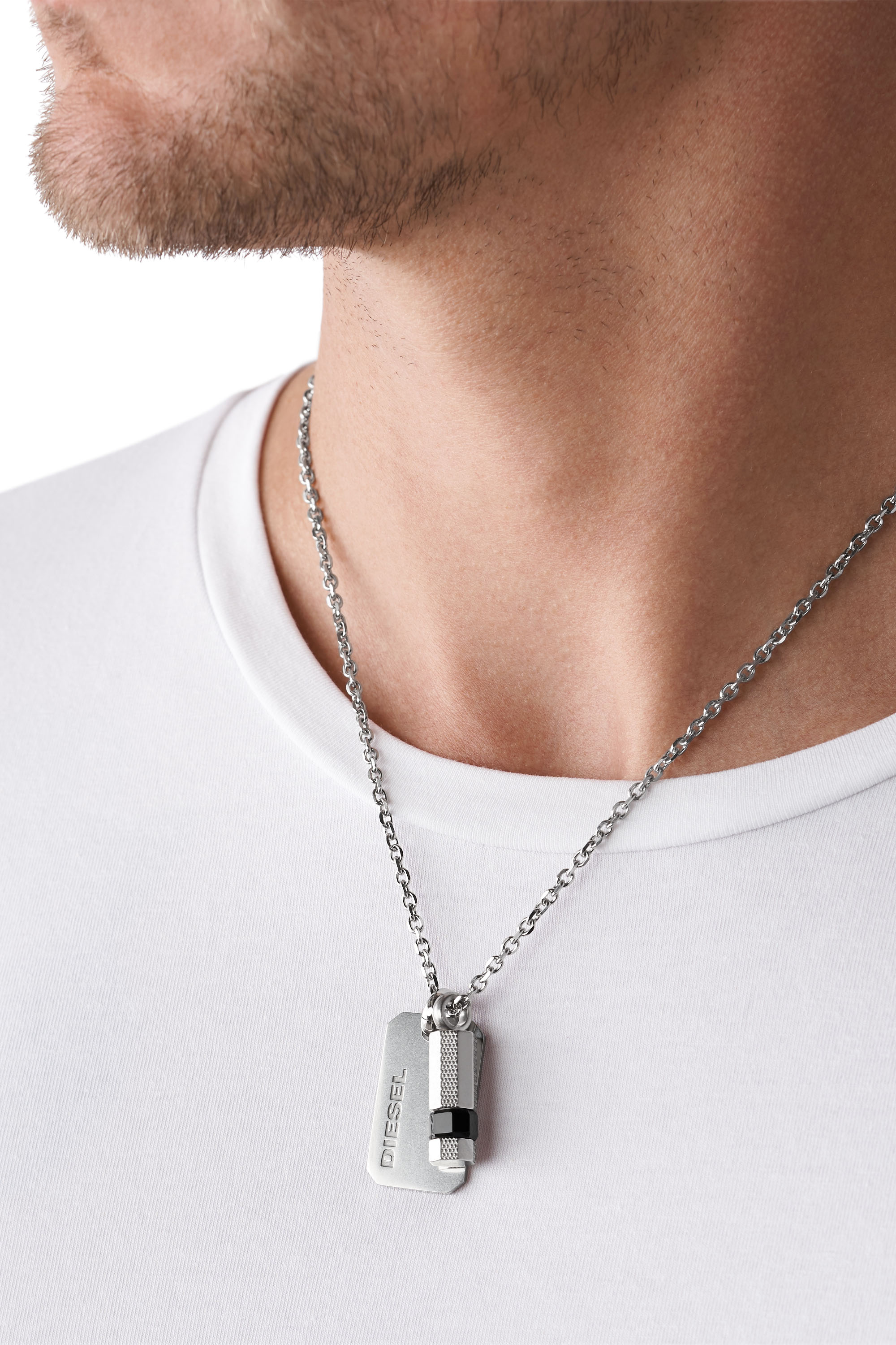Diesel - DX1156, Man's Double dog tag stainless steel pendant in Silver - 3