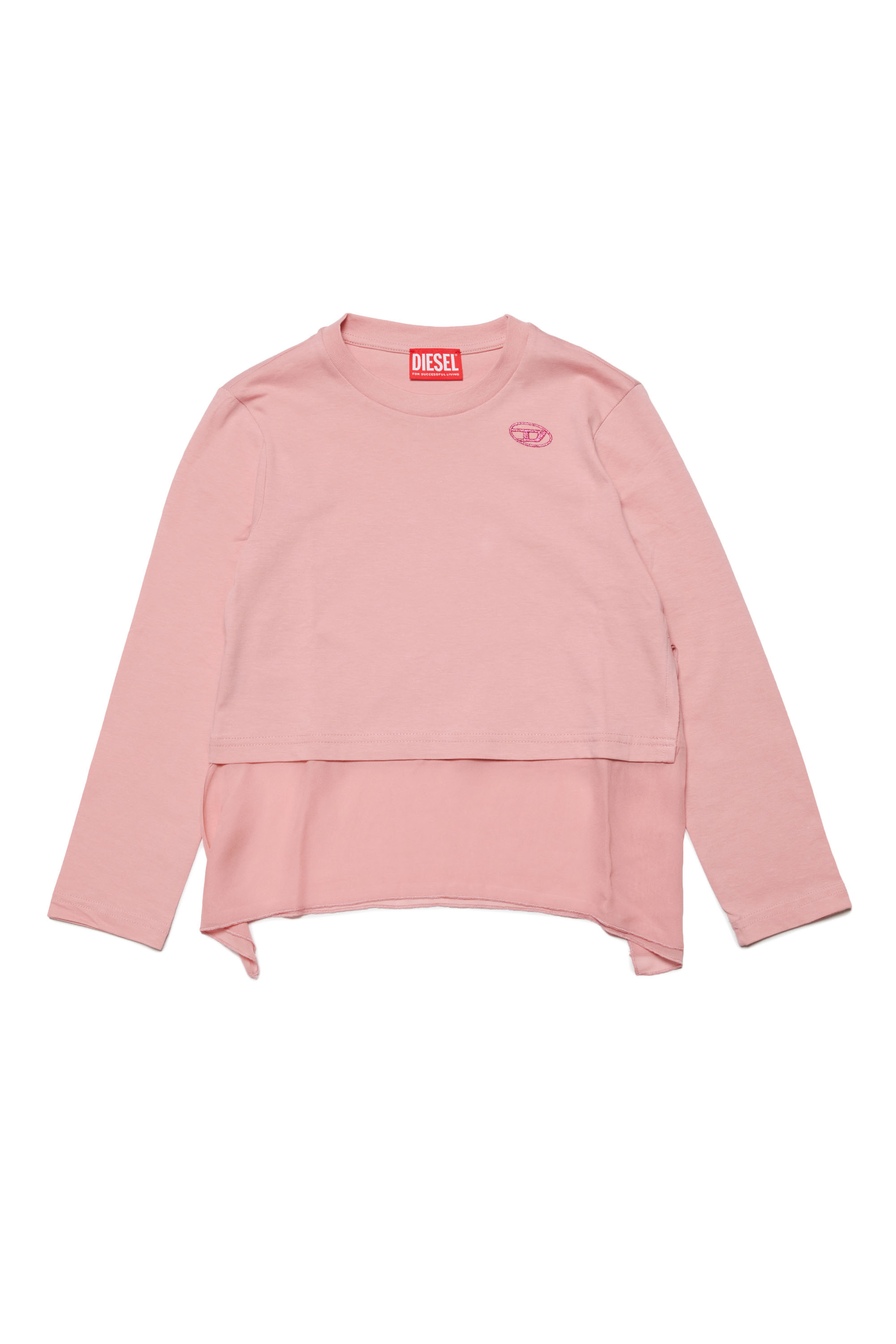 Diesel - TILLETTE, Woman's Long-sleeve T-shirt with chiffon flounce in Pink - 1