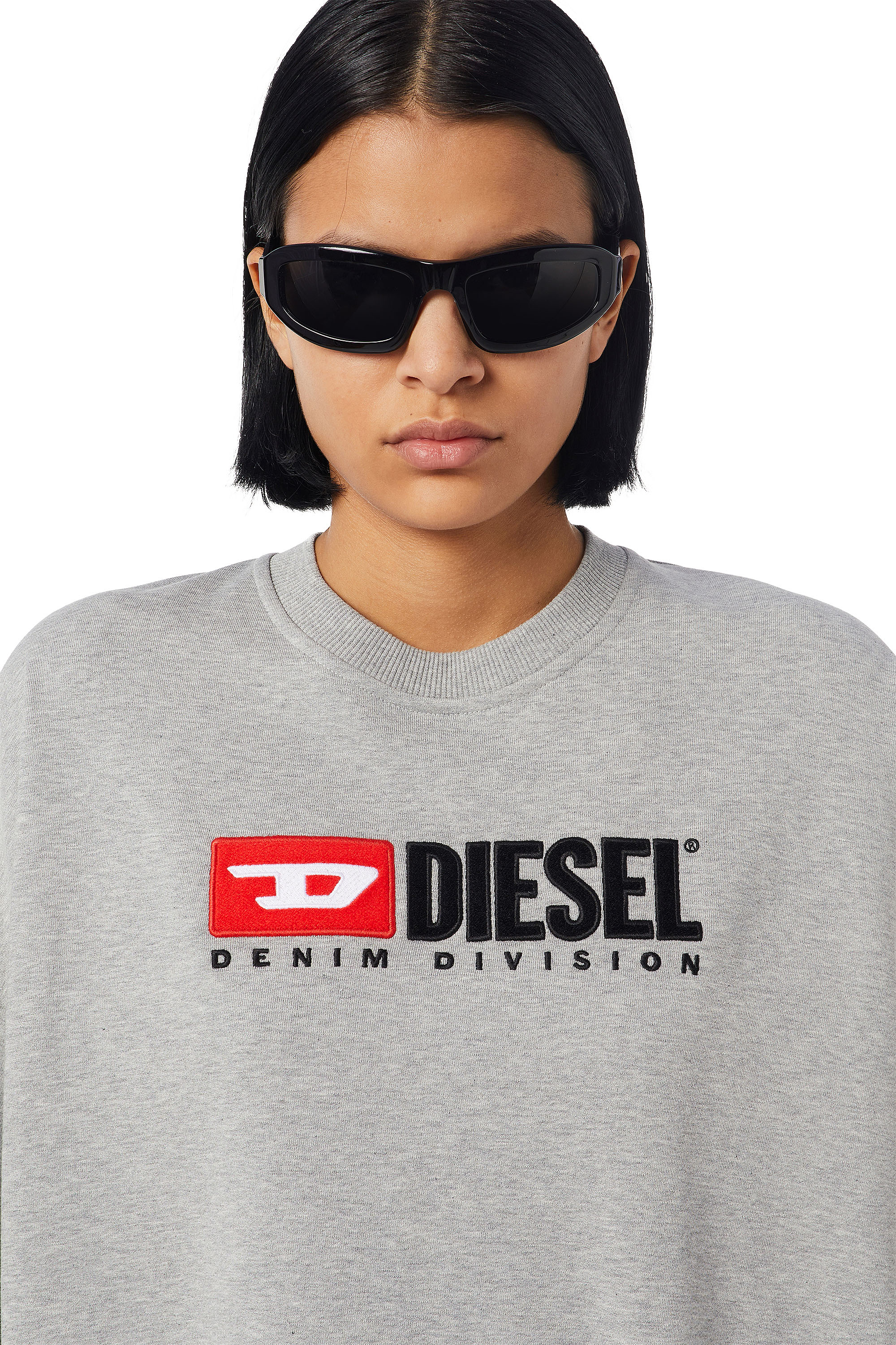 Diesel - D-ROBBIE-DIV, Woman's Sweatshirt dress with logo in Light Grey - 4
