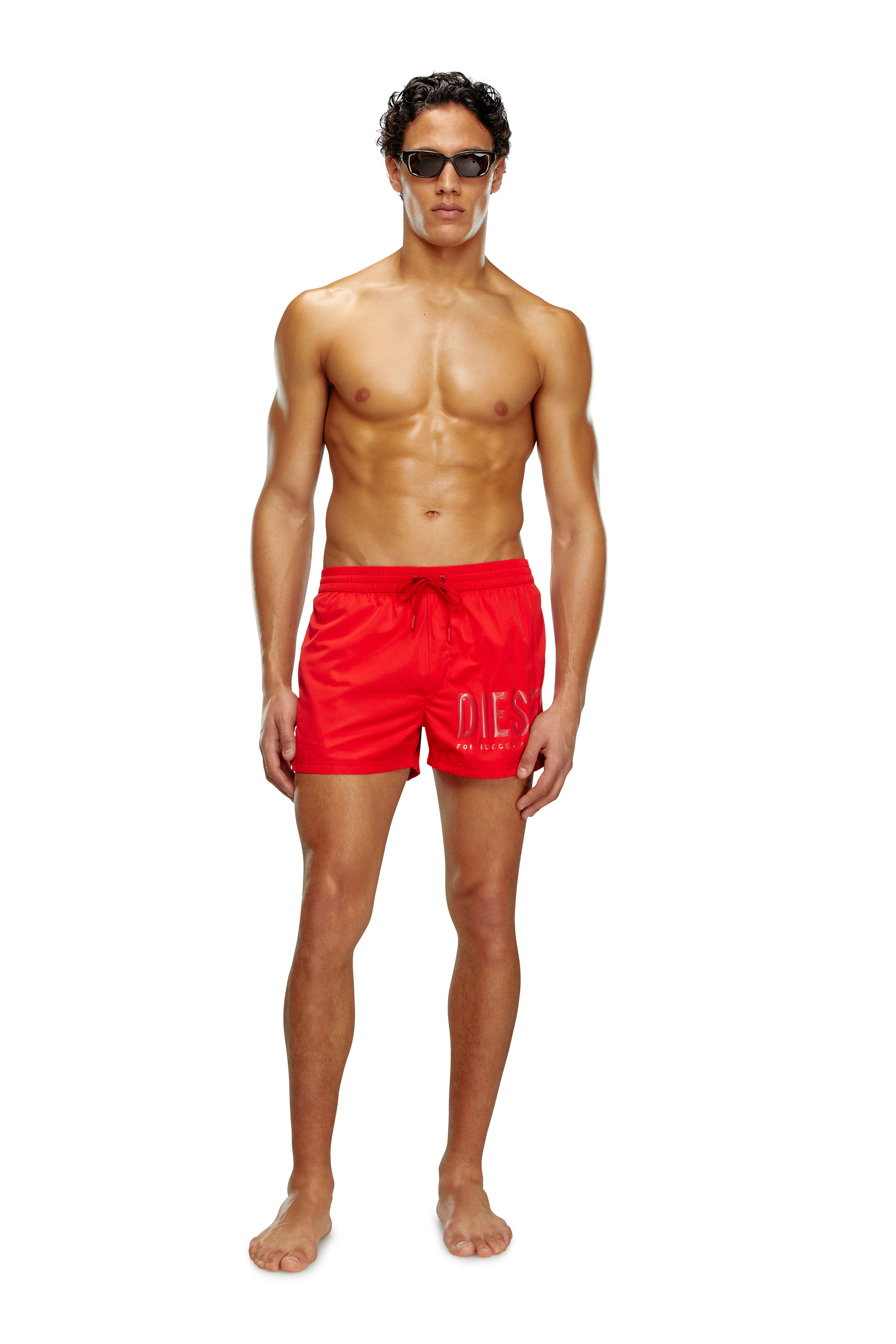 Diesel - BMBX-MARIO-34, Man's Swim shorts with tonal logo in Red - 1