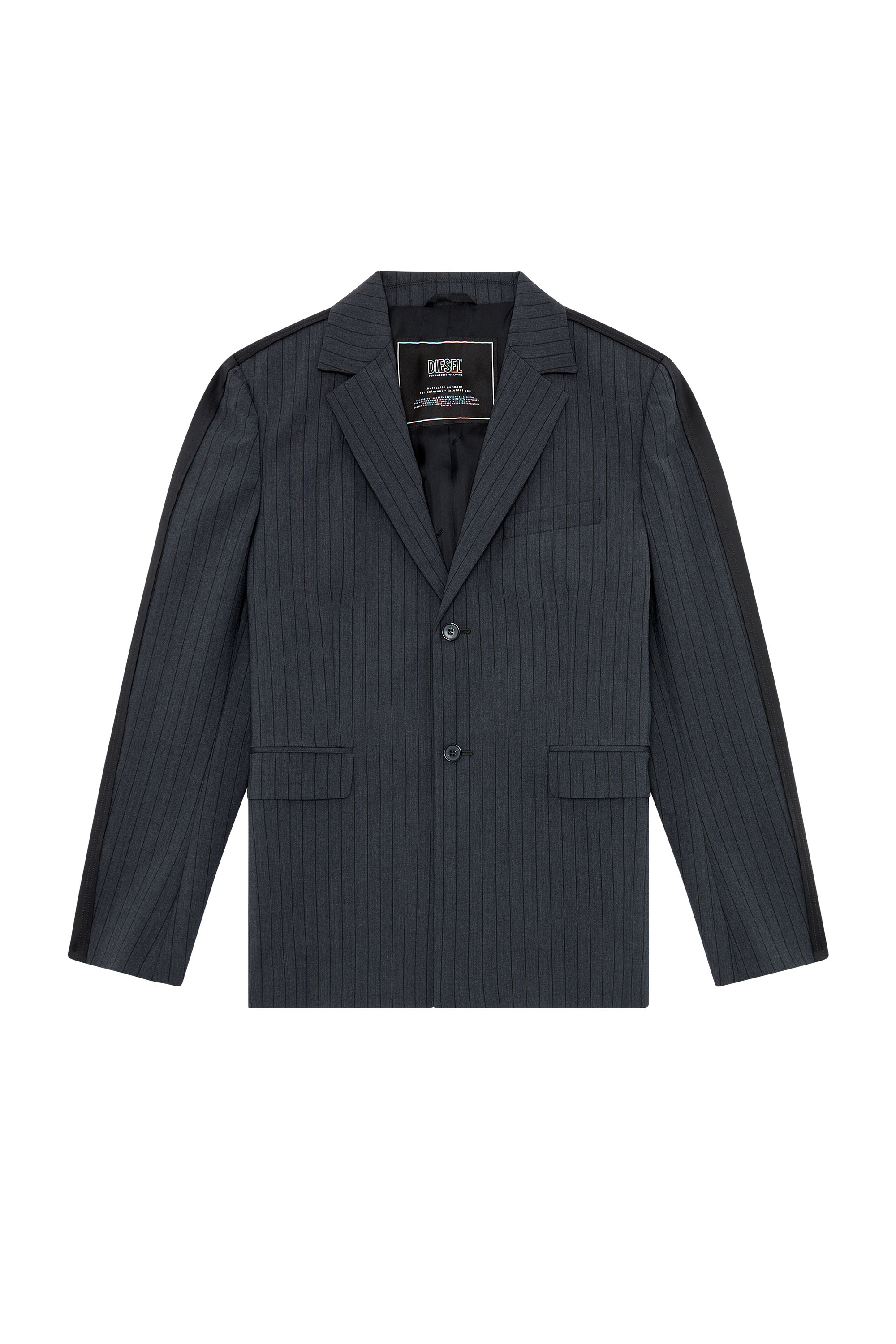 Diesel - J-WIRE, Man's Blazer in pinstriped cool wool and jersey in Dark grey - 3