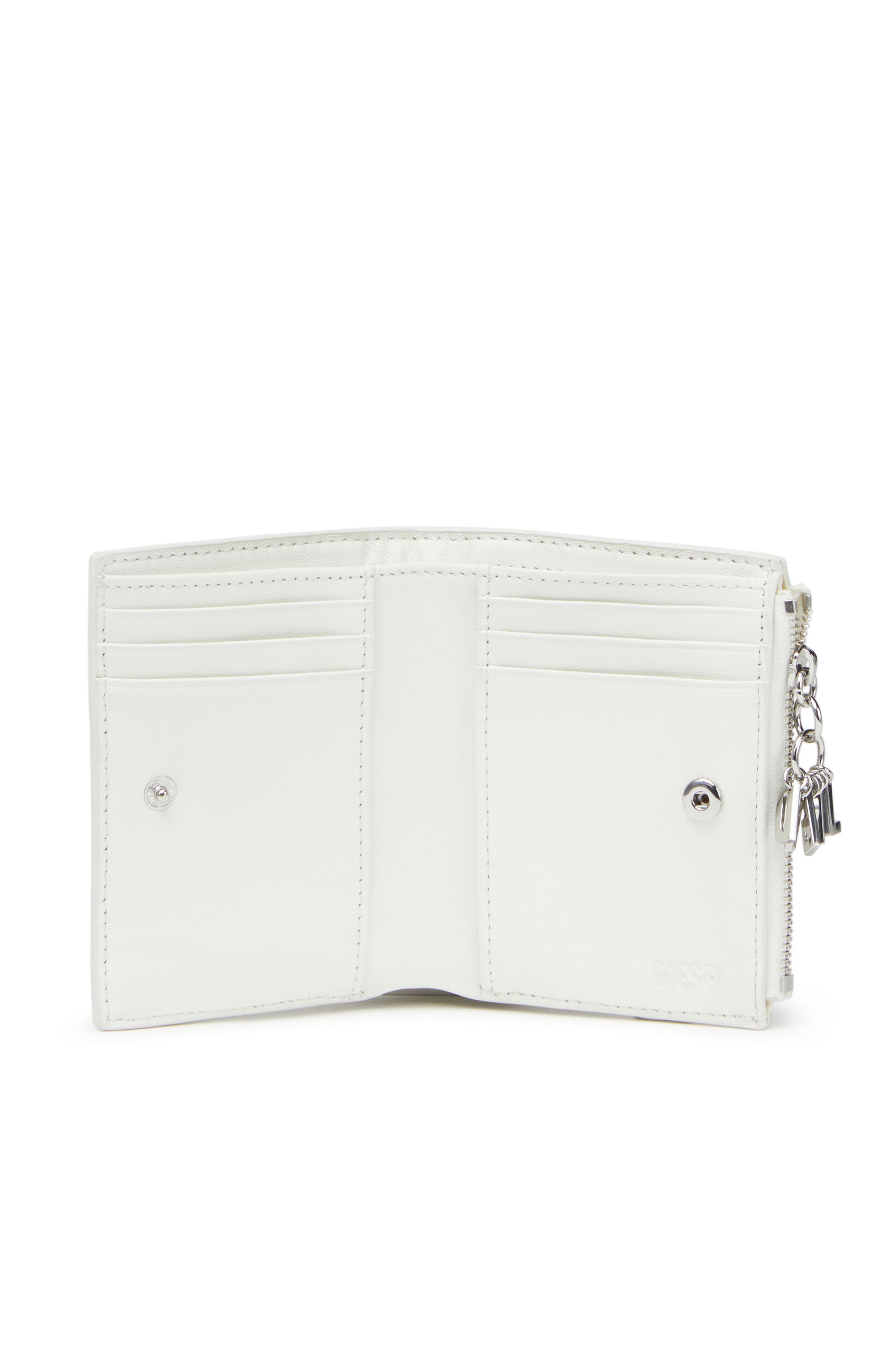 Diesel - BI-FOLD ZIP, Woman's Small wallet in quilted leather in White - 3
