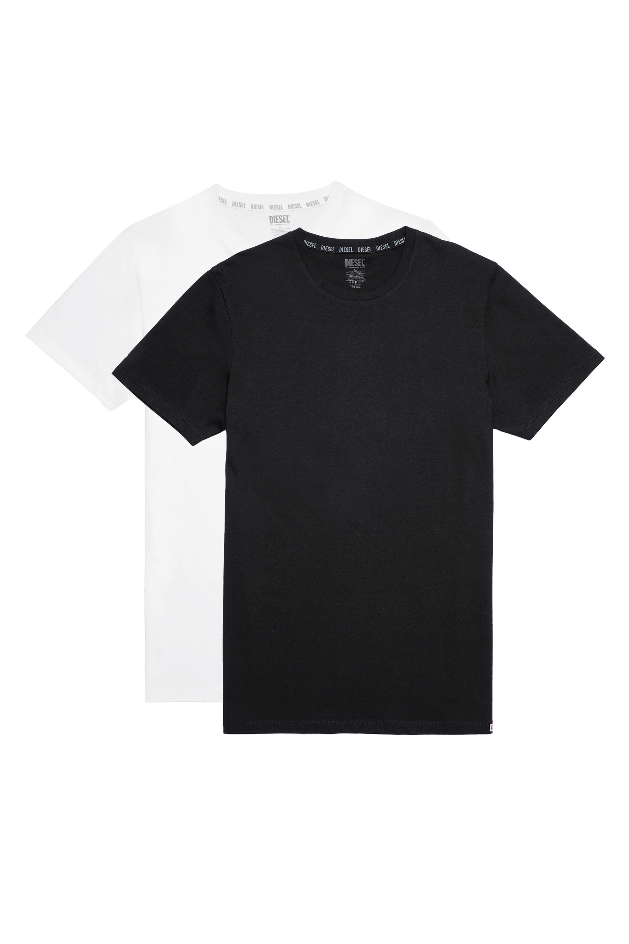 Diesel - UMTEE-RANDAL-TUBE-TWOPACK, Man's Two-pack of T-shirts with D patch in Black/White - 1