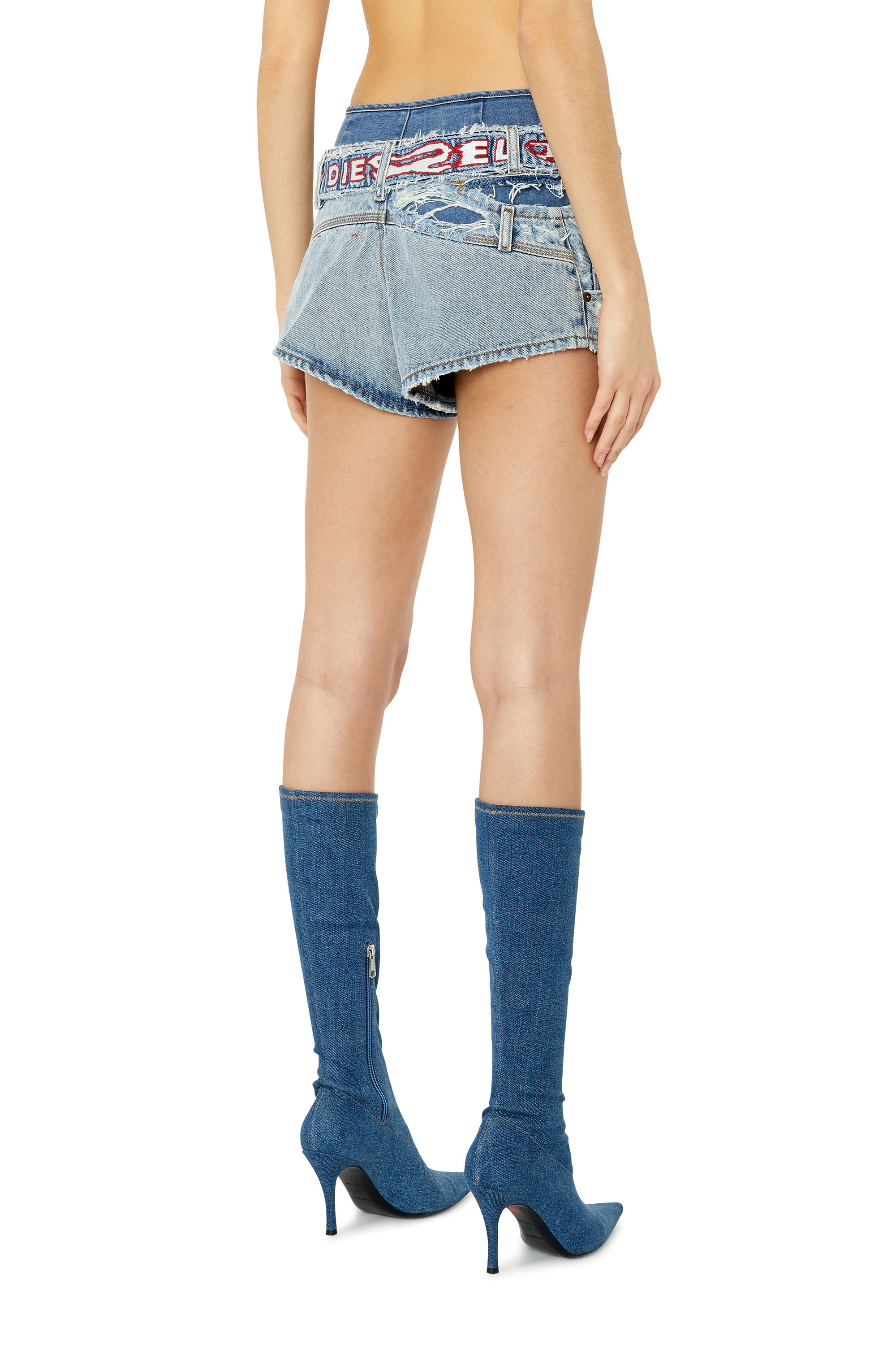Diesel - DE-MONKER, Woman's Destroyed denim shorts in Light Blue - 4