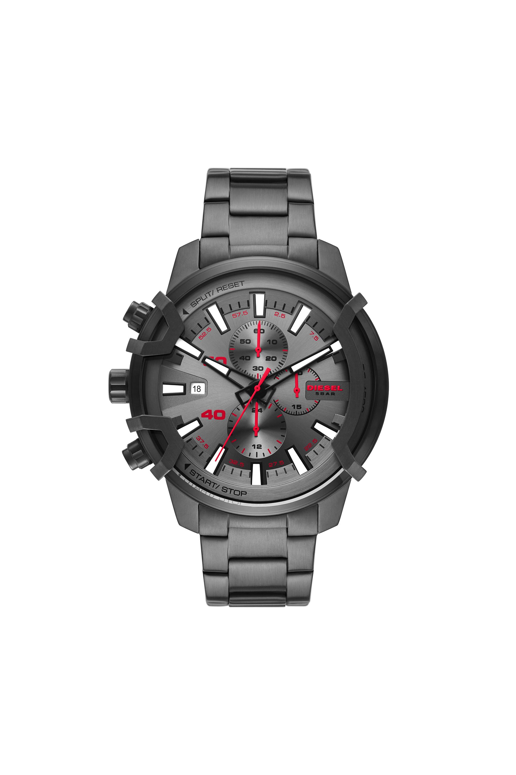 Diesel - DZ4586, Man's Griffed chronograph gunmetal-tone stainless steel watch in Dark grey - 1