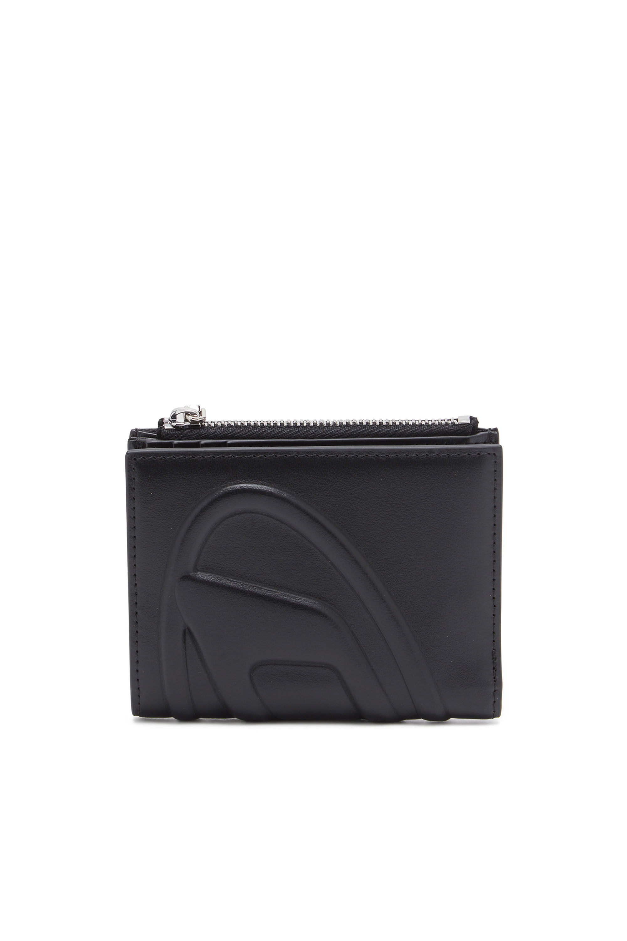 Diesel - 1DR-FOLD BI-FOLD ZIP II, Woman's Small leather wallet with embossed logo in Black - 1